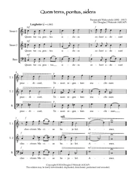 Quem terra pontus (Men's Voices)