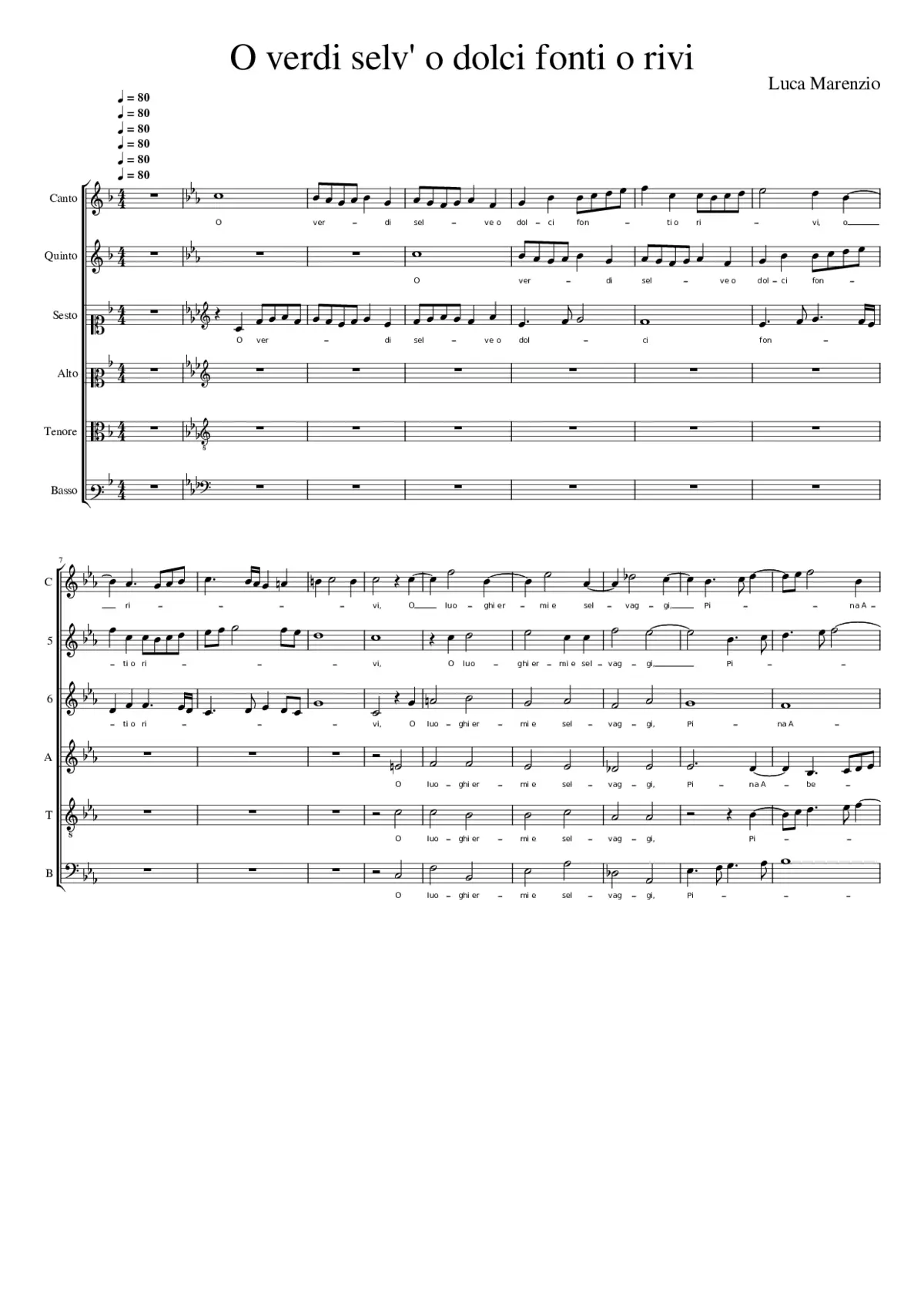 O verdi selv'o dolci fonti o rivi - Page 1