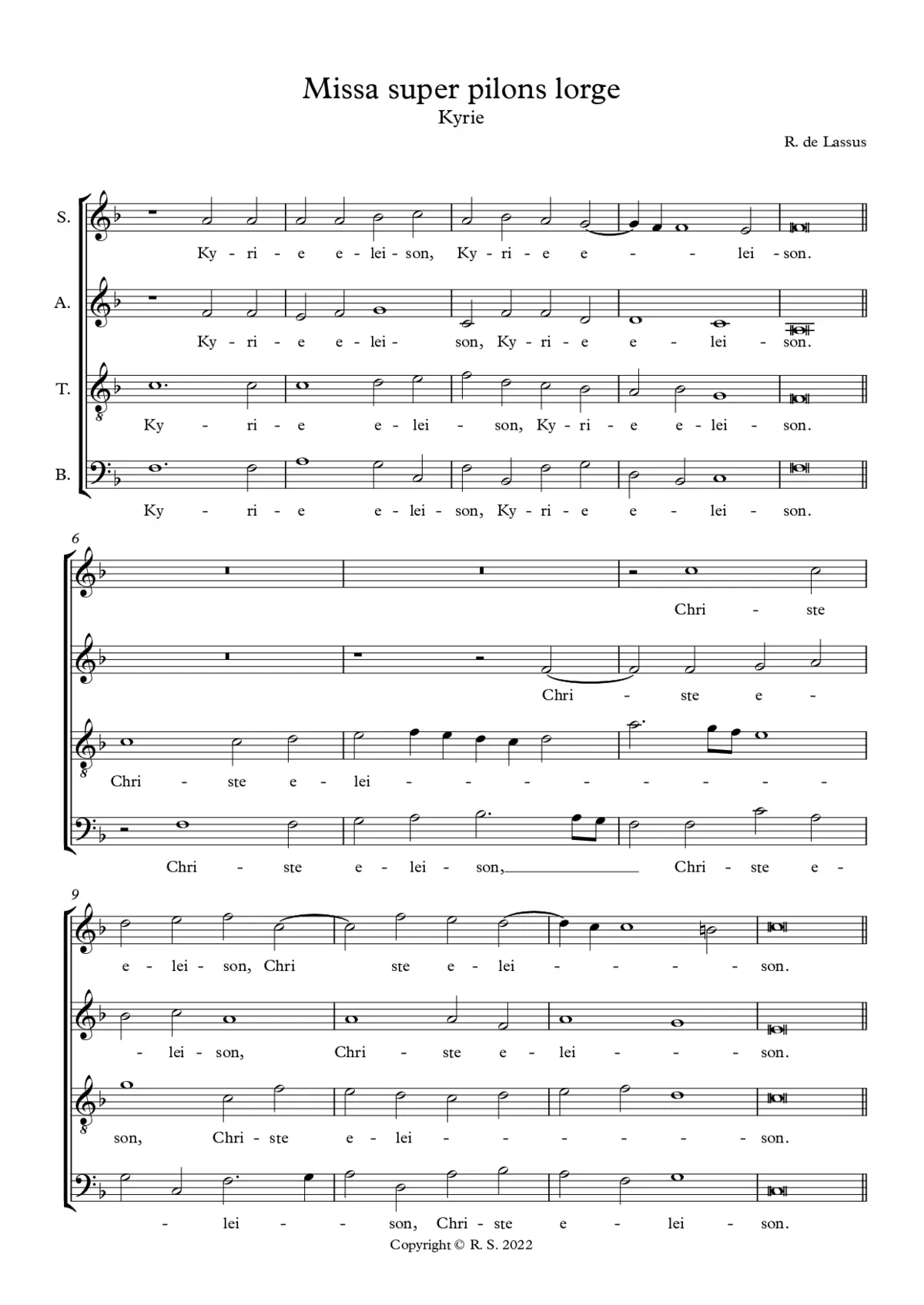 Missa super Pilons l'orge, LV 416 - Page 1