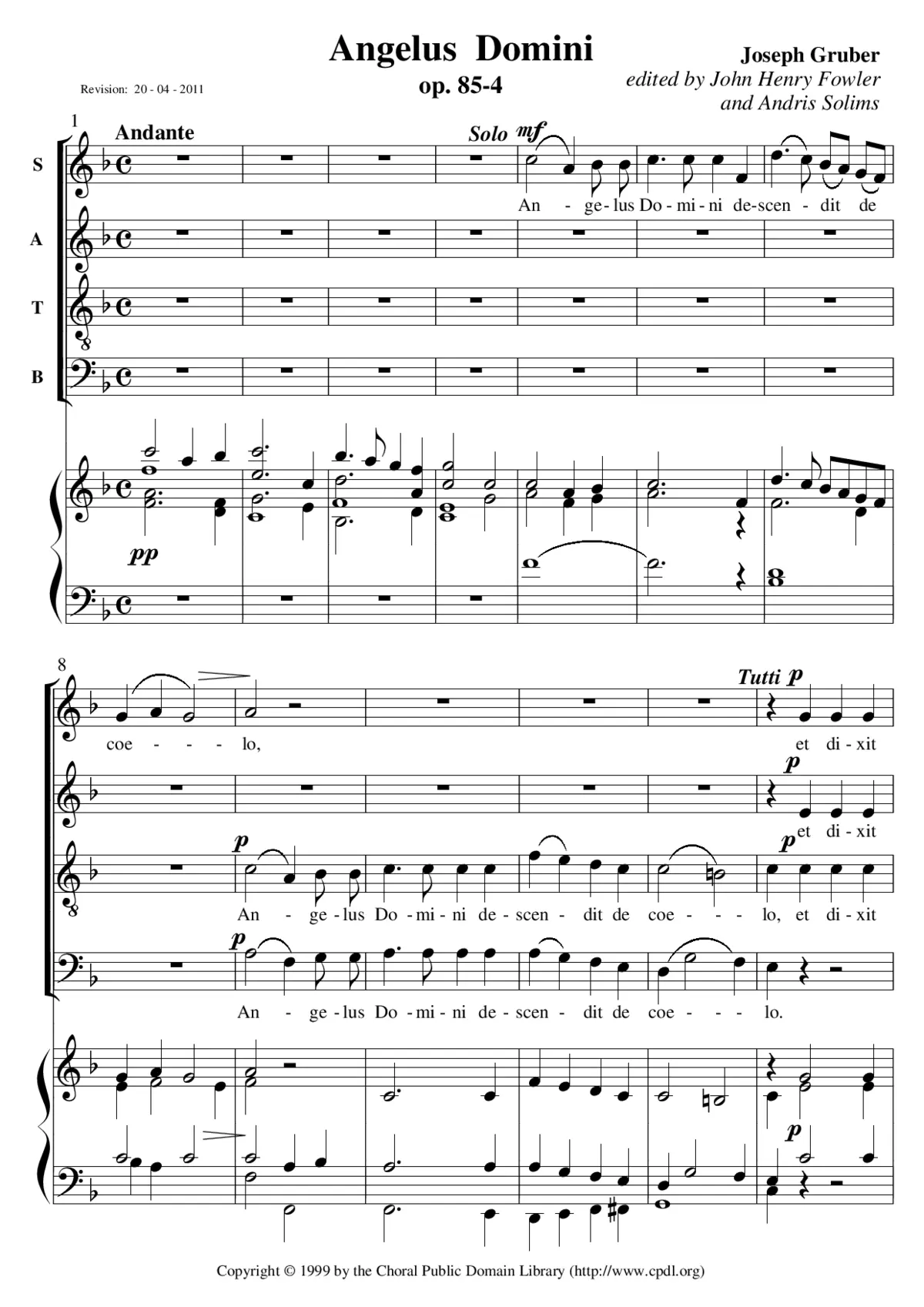 Angelus Domini, op. 85-4 - Page 1