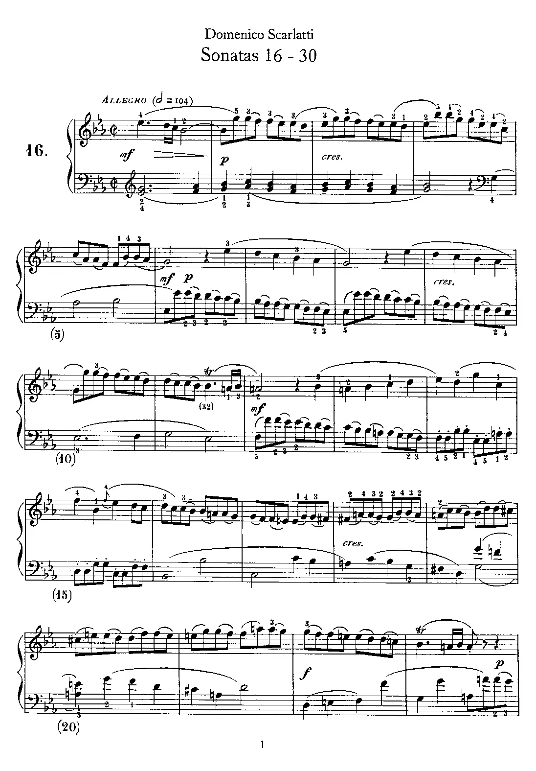 Keyboard Sonata in E-flat major - Page 1