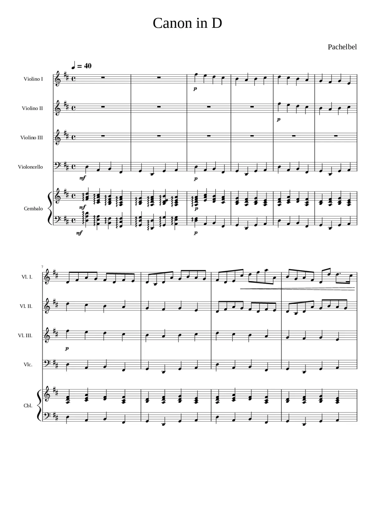 Canon and Gigue in D major P.37 - Page 1
