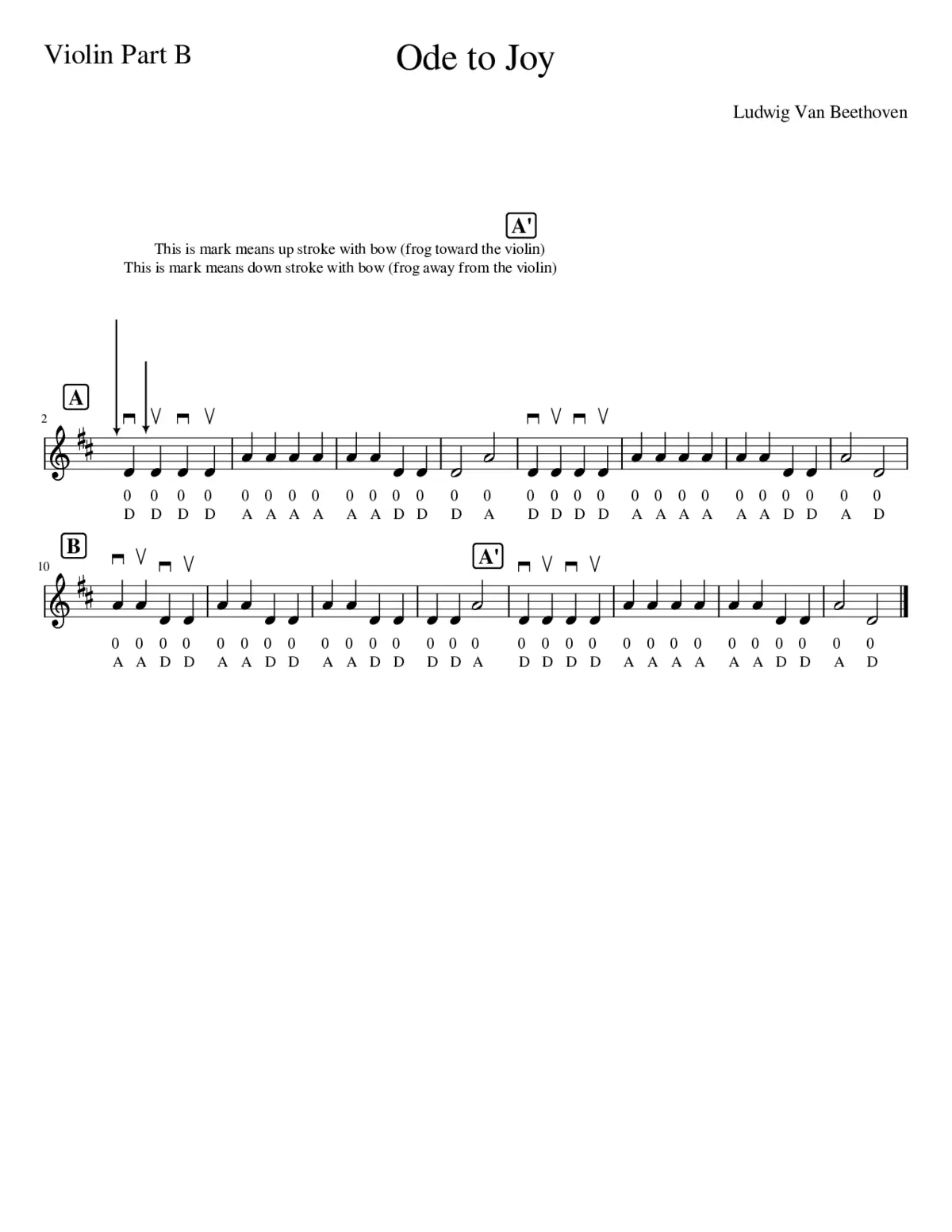 Ode to Joy Vln Part B with Metronome - Page 1