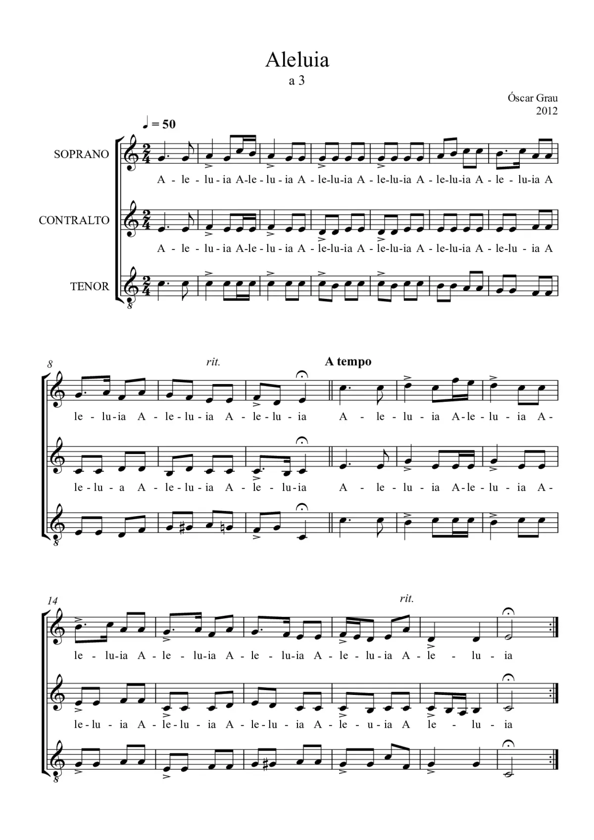 Aleluia a 3 - Page 1