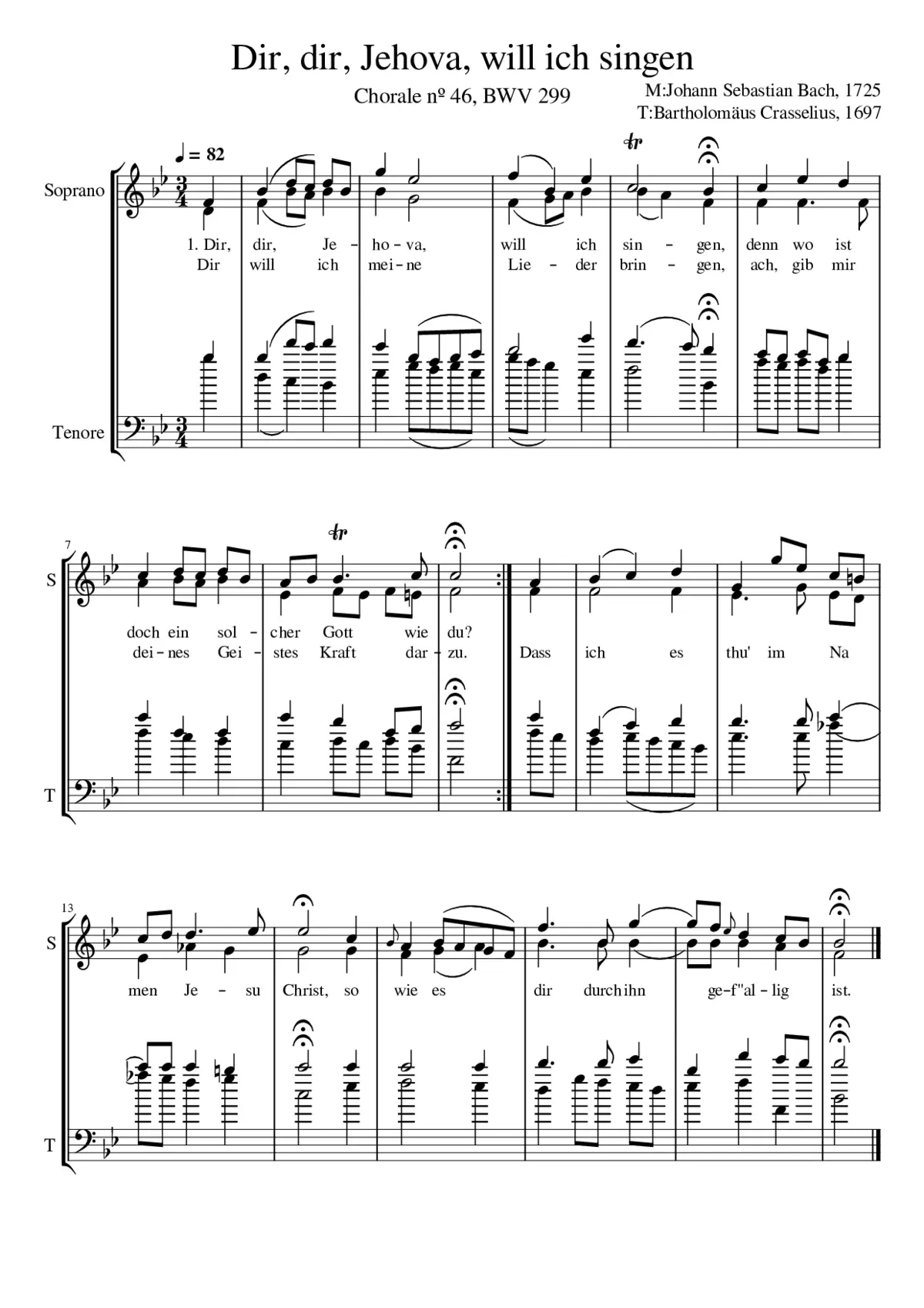 Dir dir Jehova will ich singen - Page 1