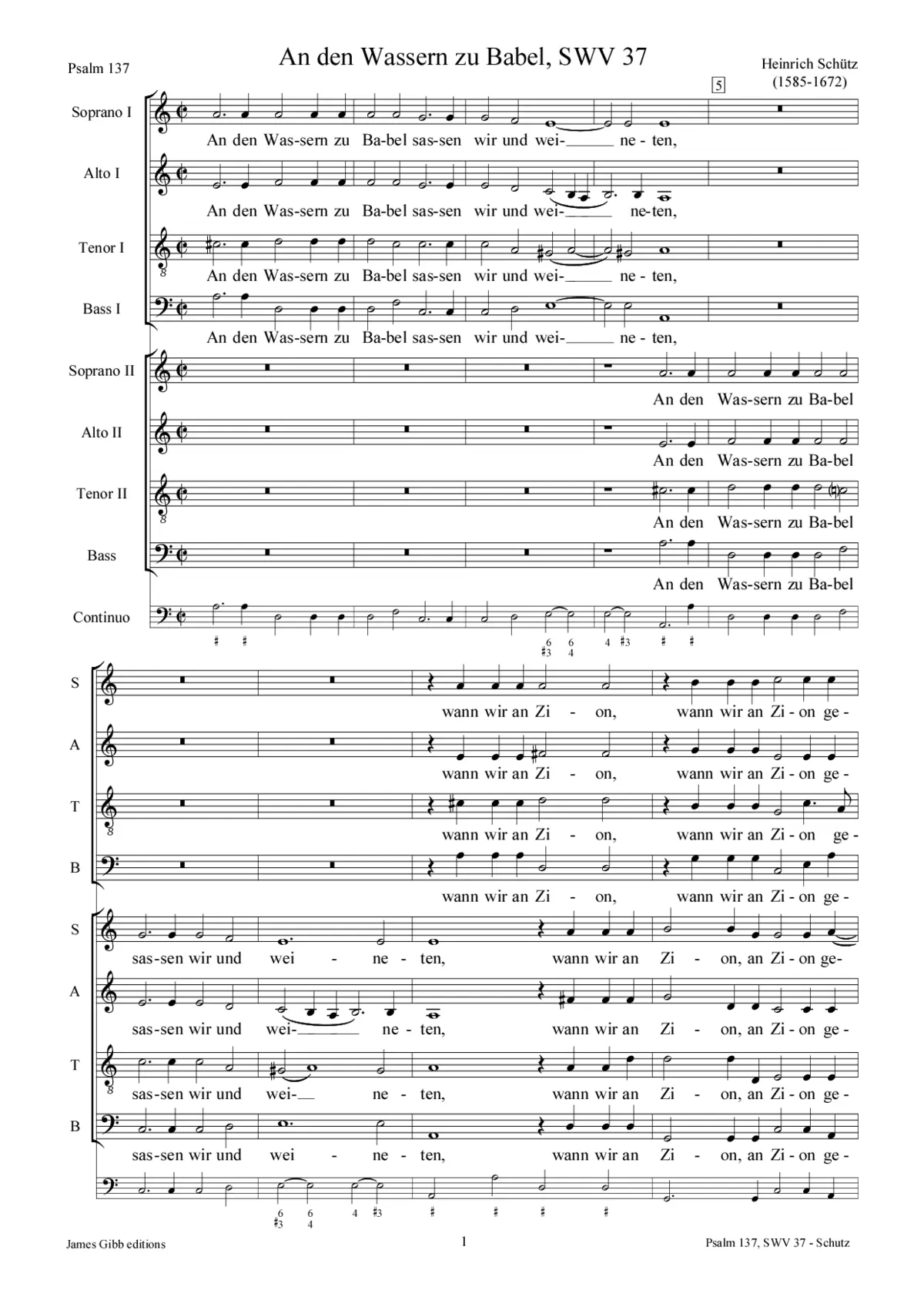 An den Wassern zu Babel (Psalm 137), SWV 37 - Page 1