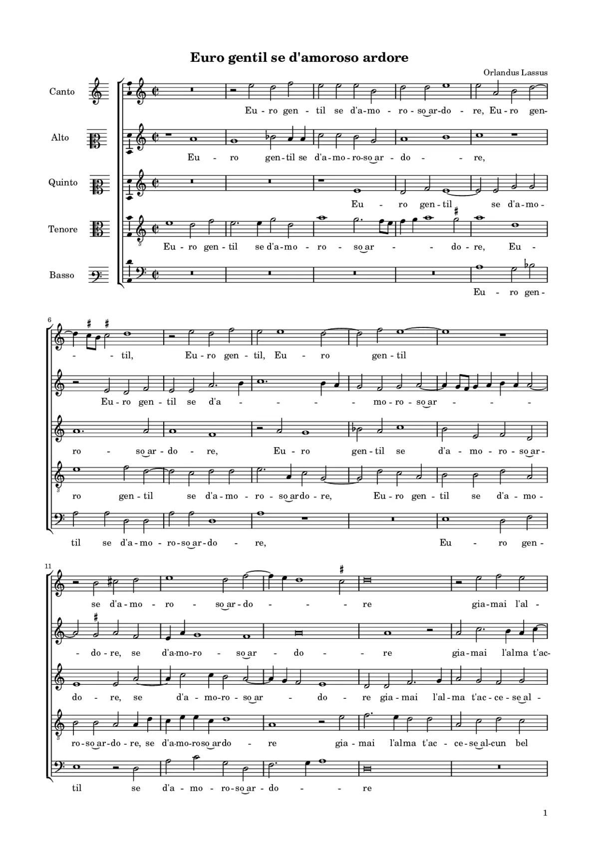Euro gentil se d'amoroso ardore - Page 1