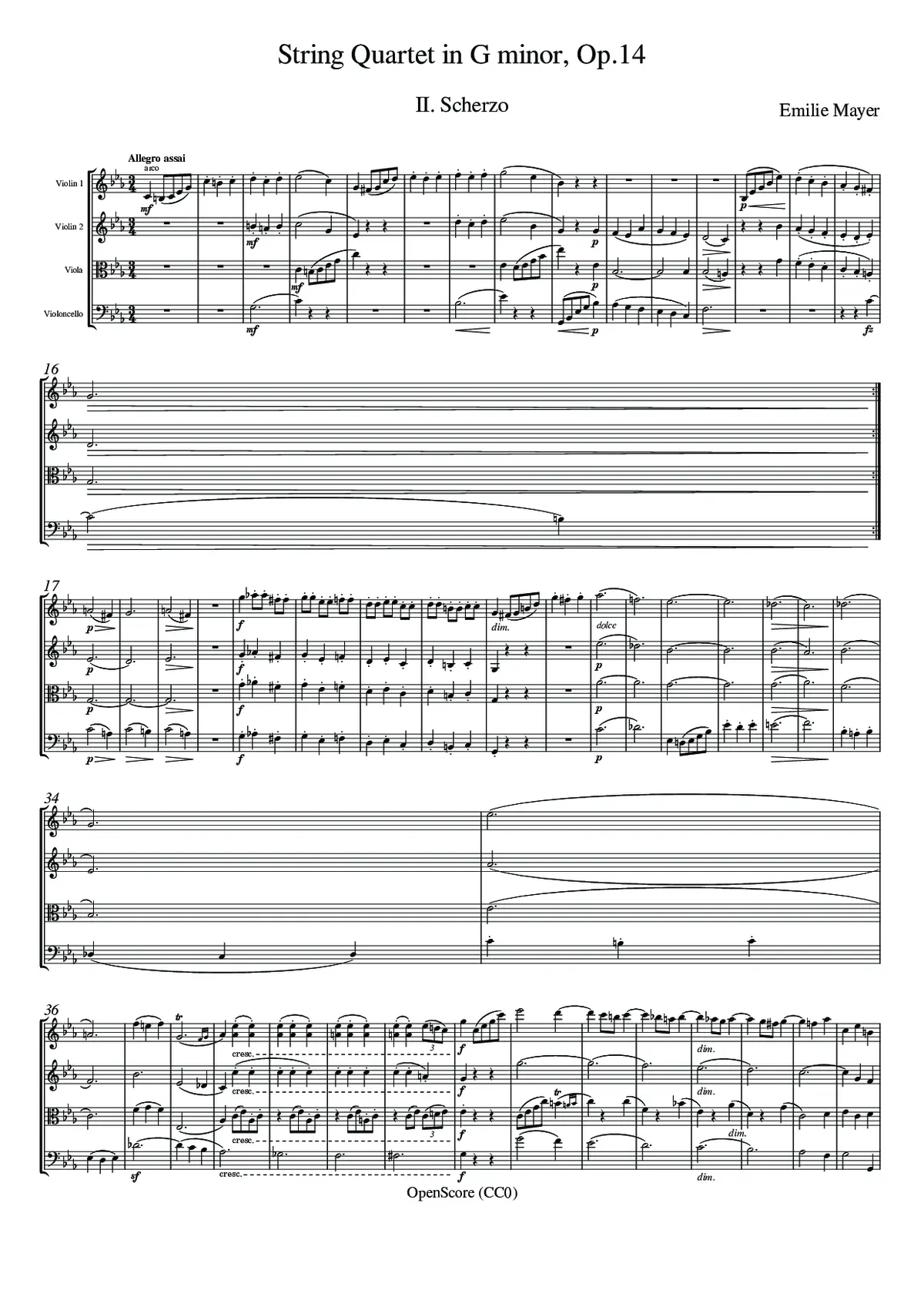 String Quartet in G minor, Op.14 - Page 1