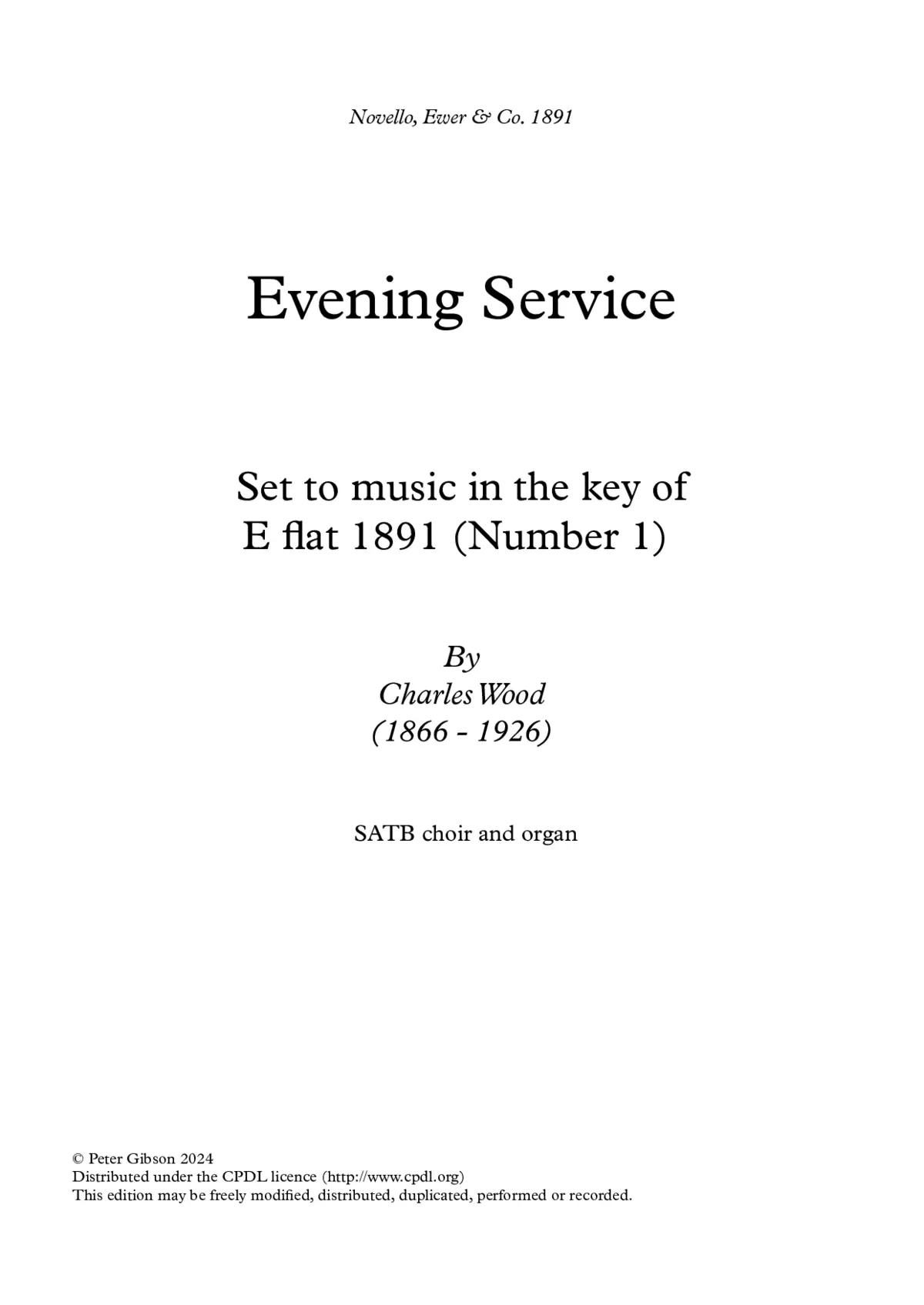 Evening Service in E Flat Major, number 1 - Page 1