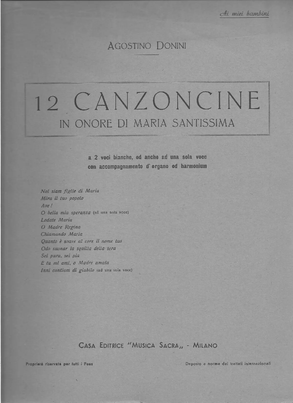 12 Canzoncine in onore di Maria Santissima - Page 1
