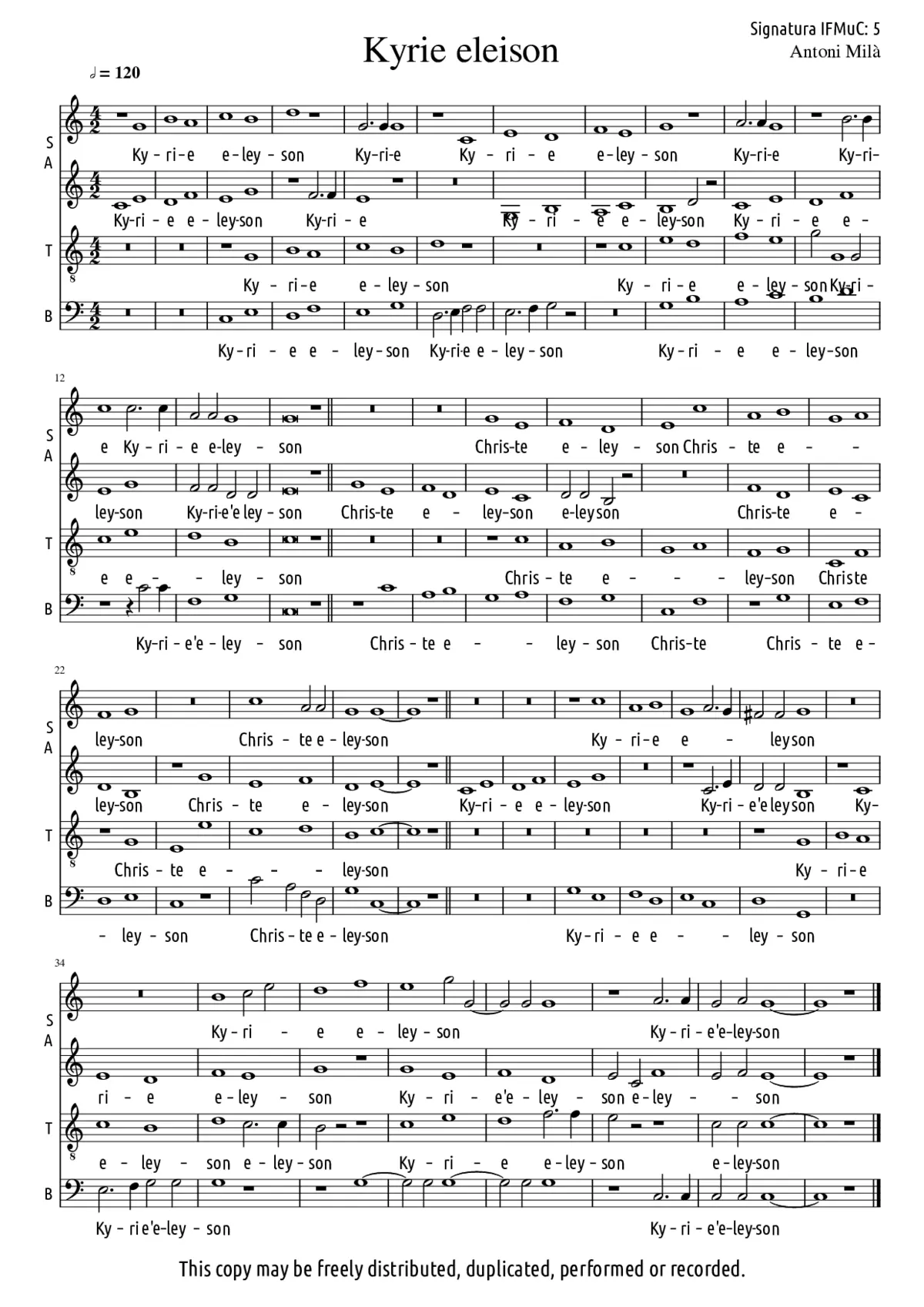 Milà Choirbook - Page 1