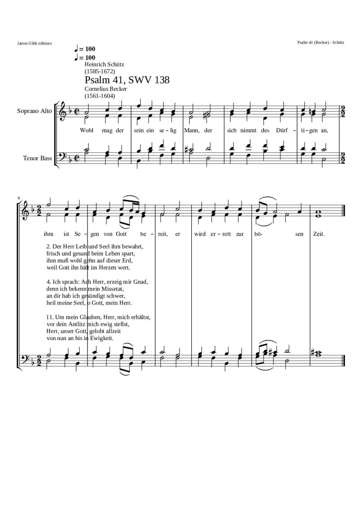 Wohl mag der sein ein selig Mann SWV 138 - Page 1