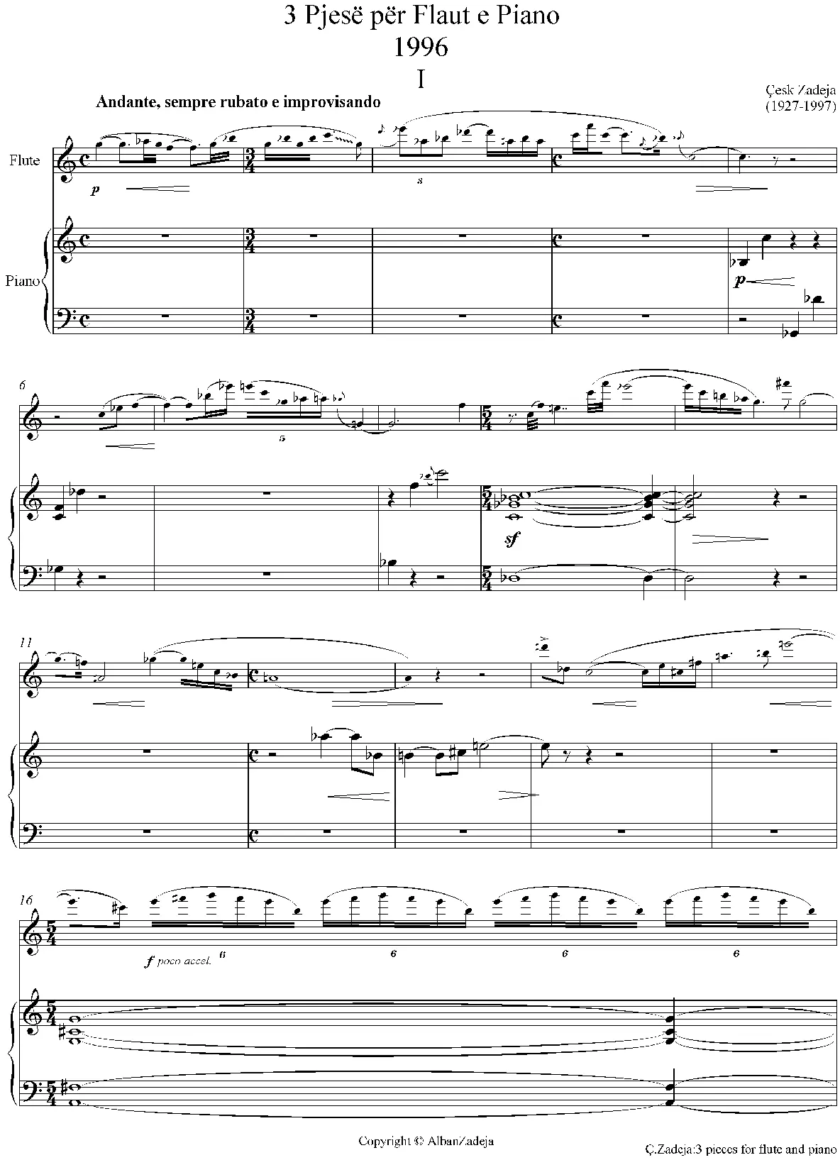 3 Pieces for Flute and Piano - Page 1