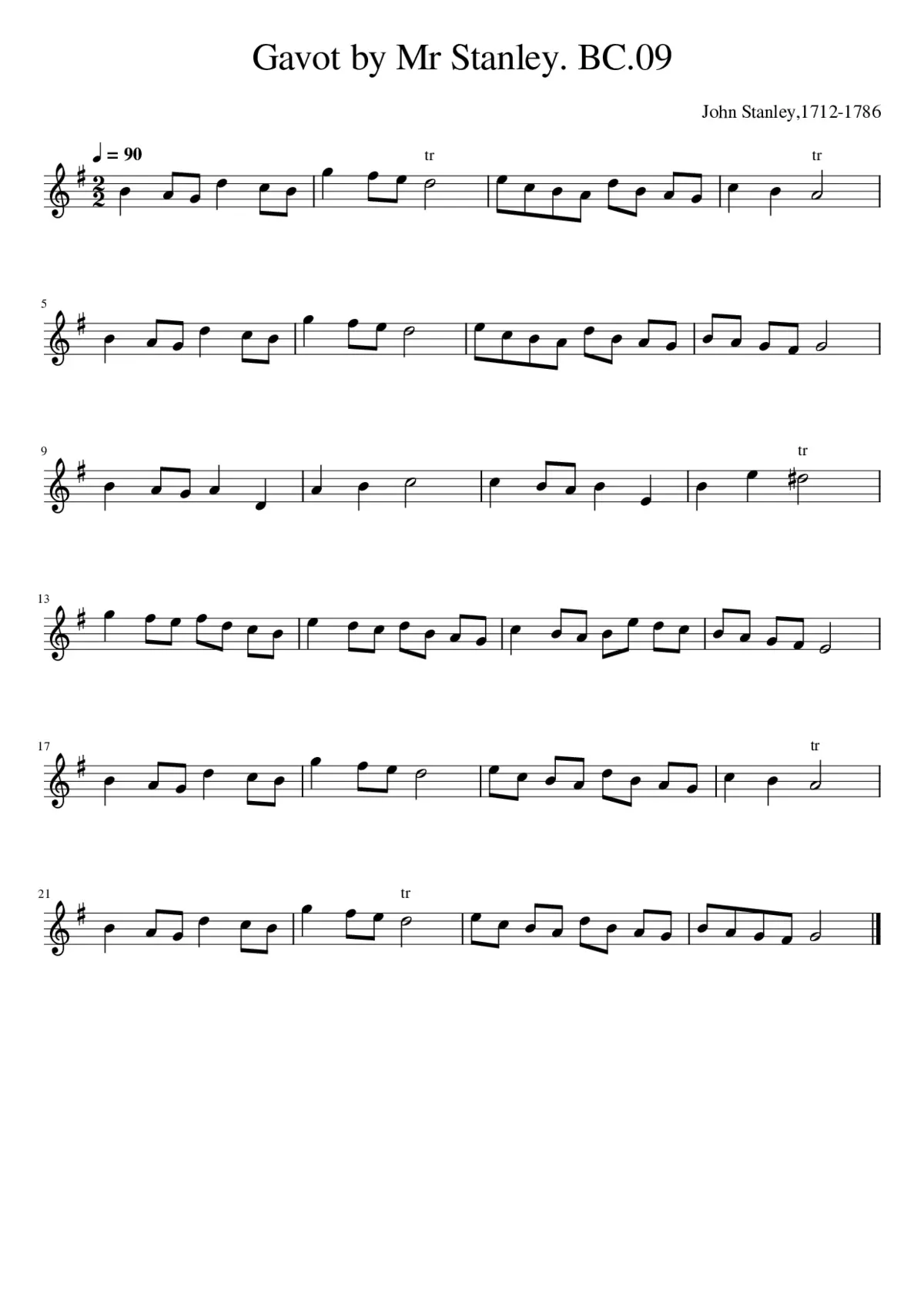 Gavot by Mr Stanley. BC.09 - Page 1