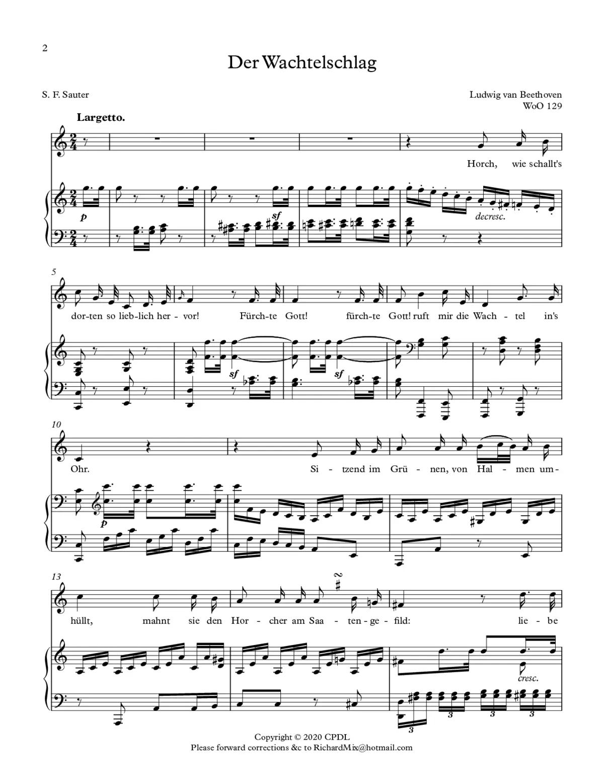 Der Wachtelschlag, WoO 129 - Page 1