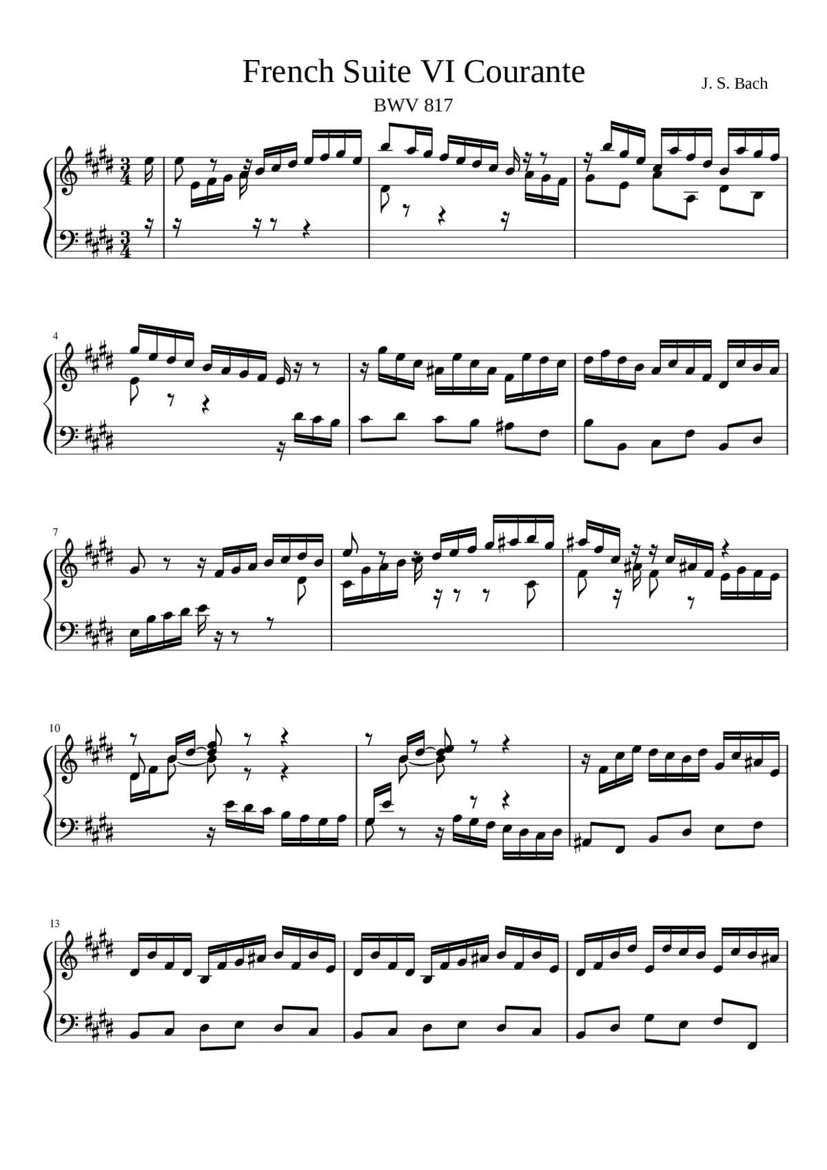 French Suite No.6 in E major BWV 817 - Page 1