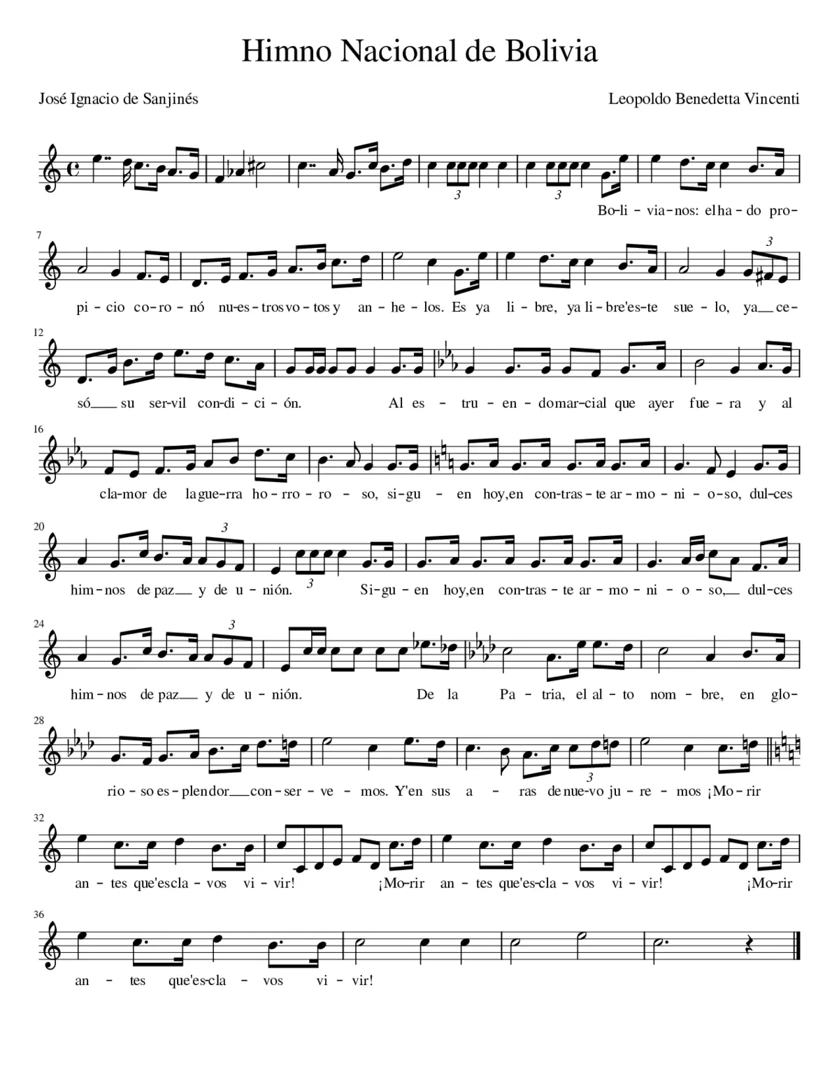 Himno Nacional de Bolivia - Page 1