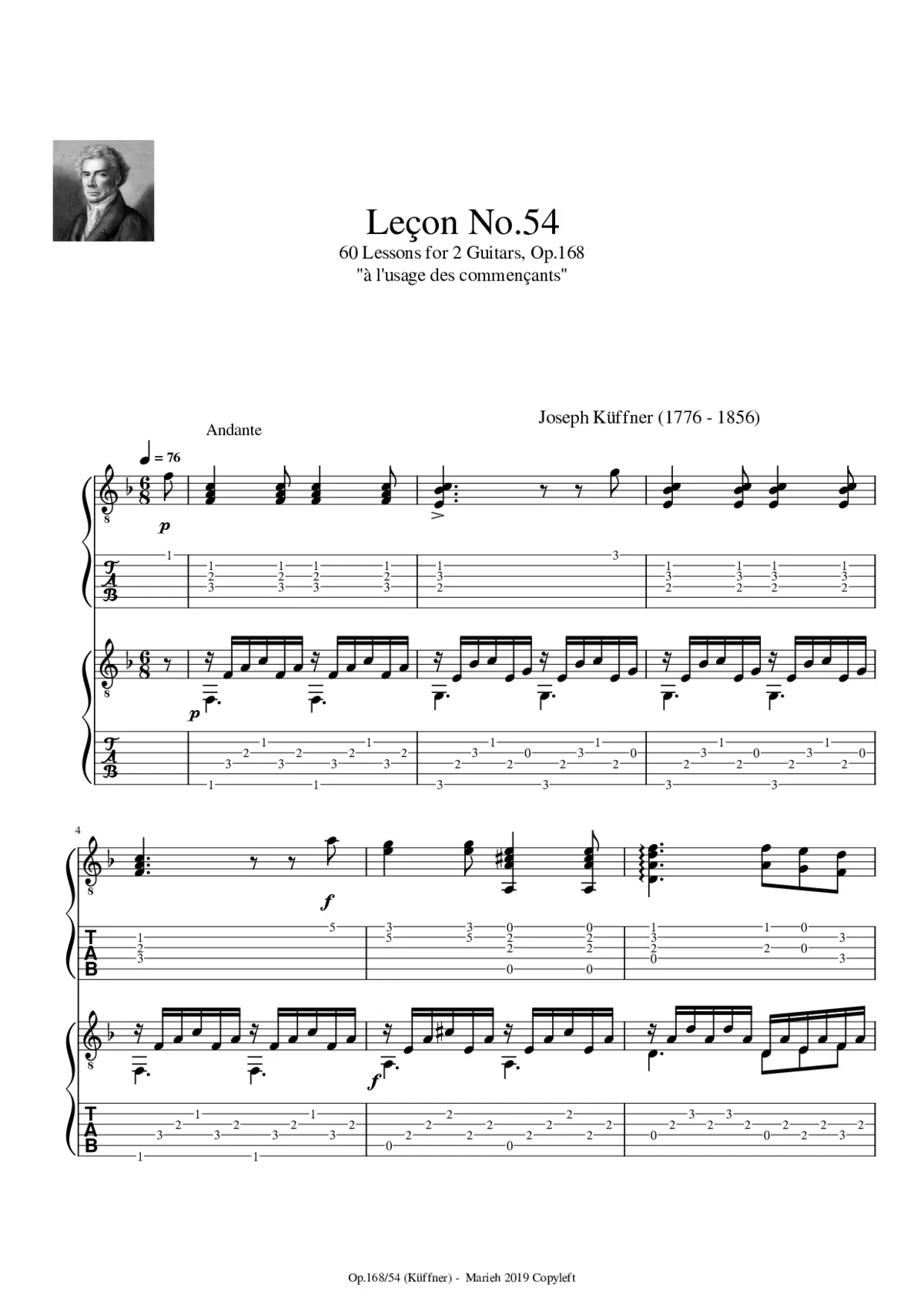 60 Lessons for 2 Guitars Op.168 - Page 1