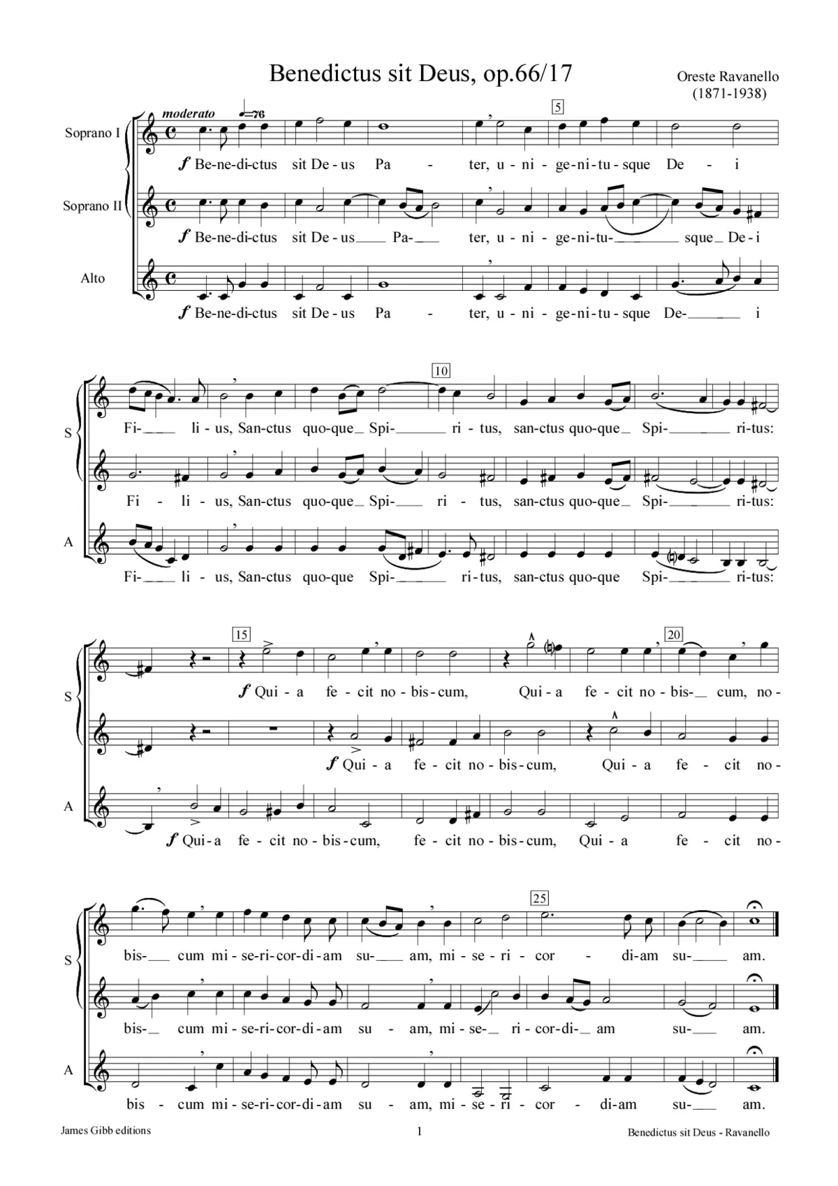 Benedictus sit Deus, op. 66/17 - Page 1