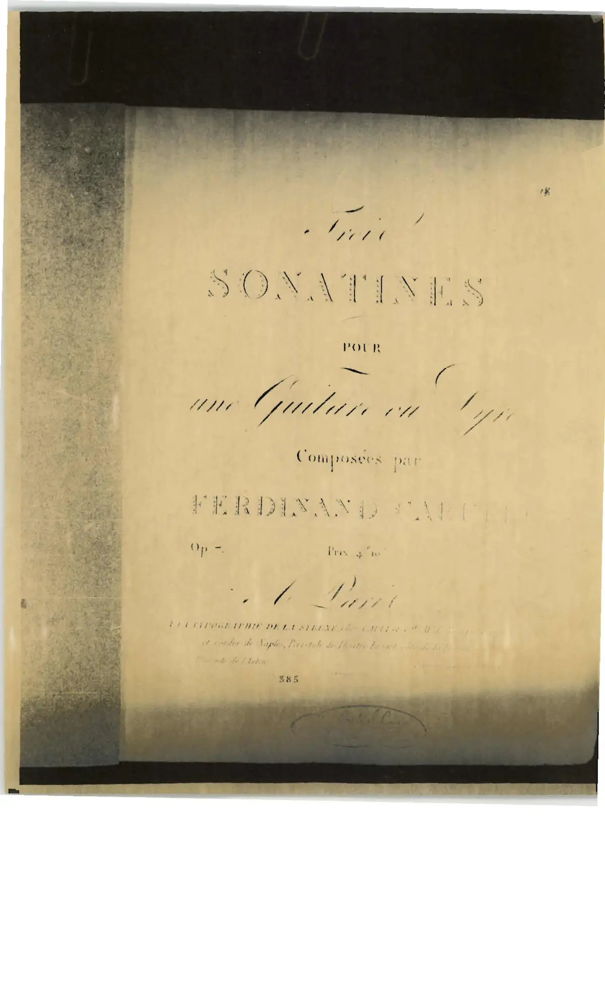 3 Sonatines pour une Guitare ou Lyre - Page 1