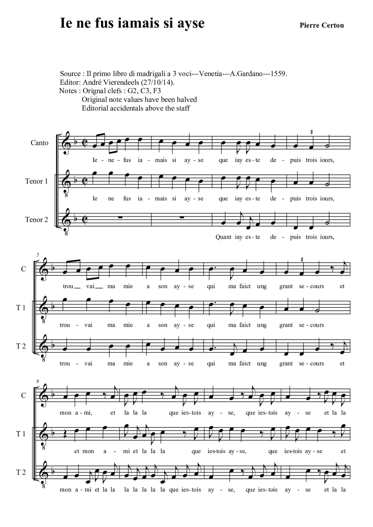 Je ne fus jamais si aise - Page 1