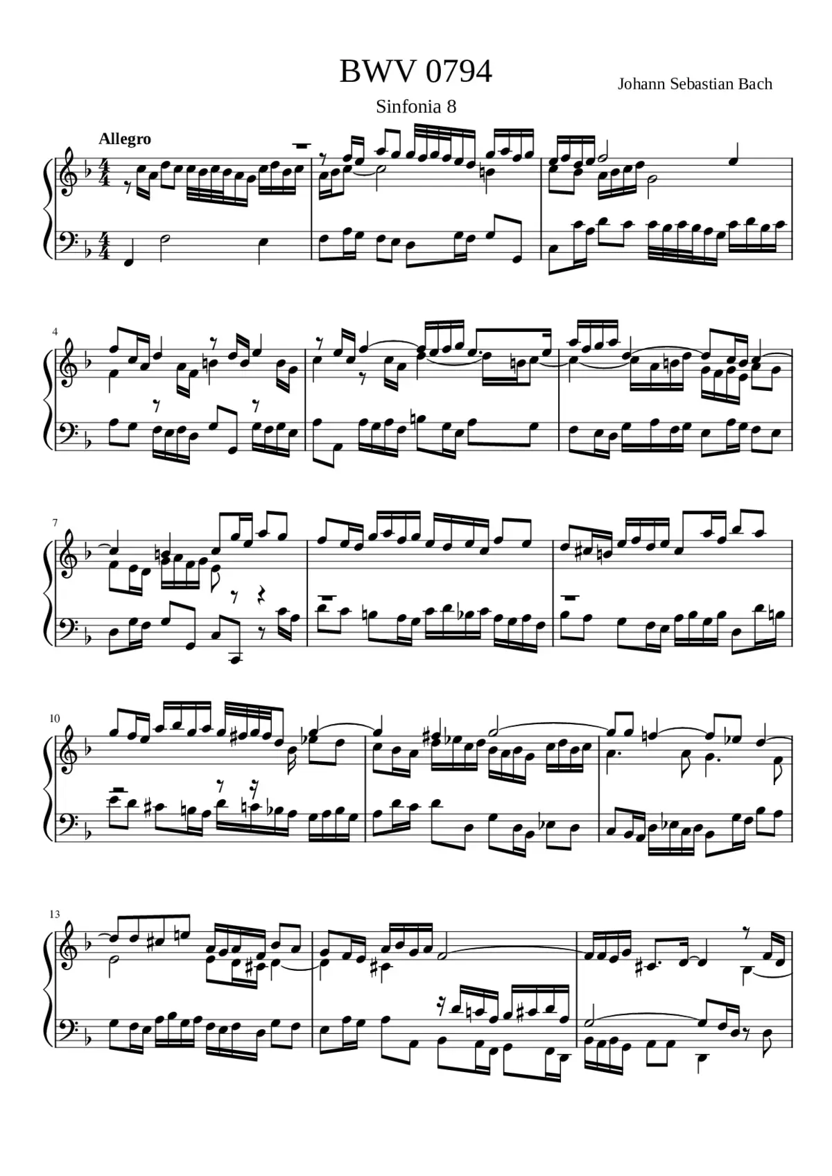 Sinfonia in F major BWV 794 - Page 1