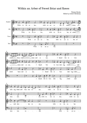 Within an arbor of sweet briar and roses