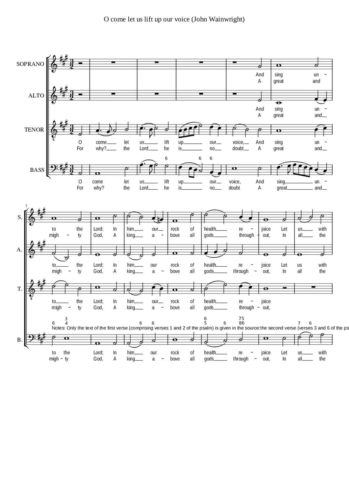 O come let us lift up our voice - Page 1