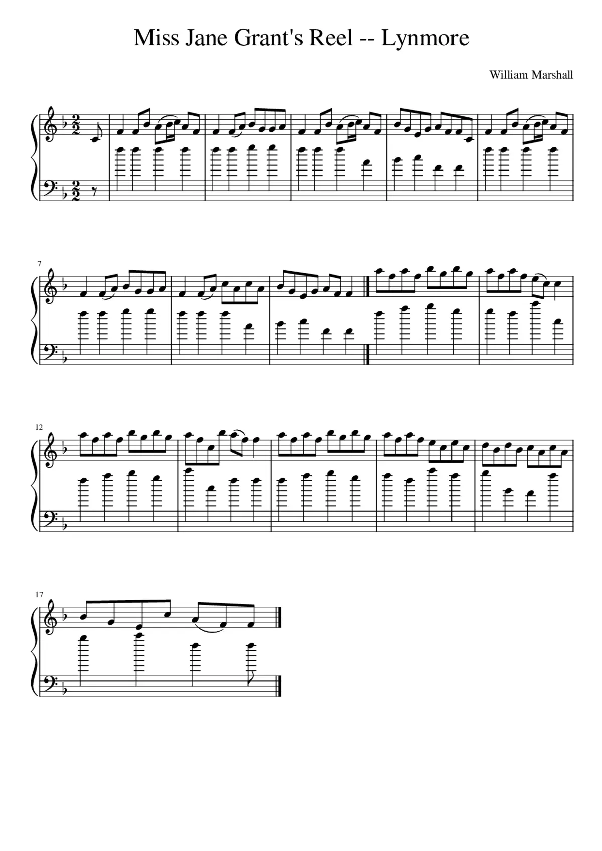Miss Jane Grant's Reel -- Lynmore - Page 1