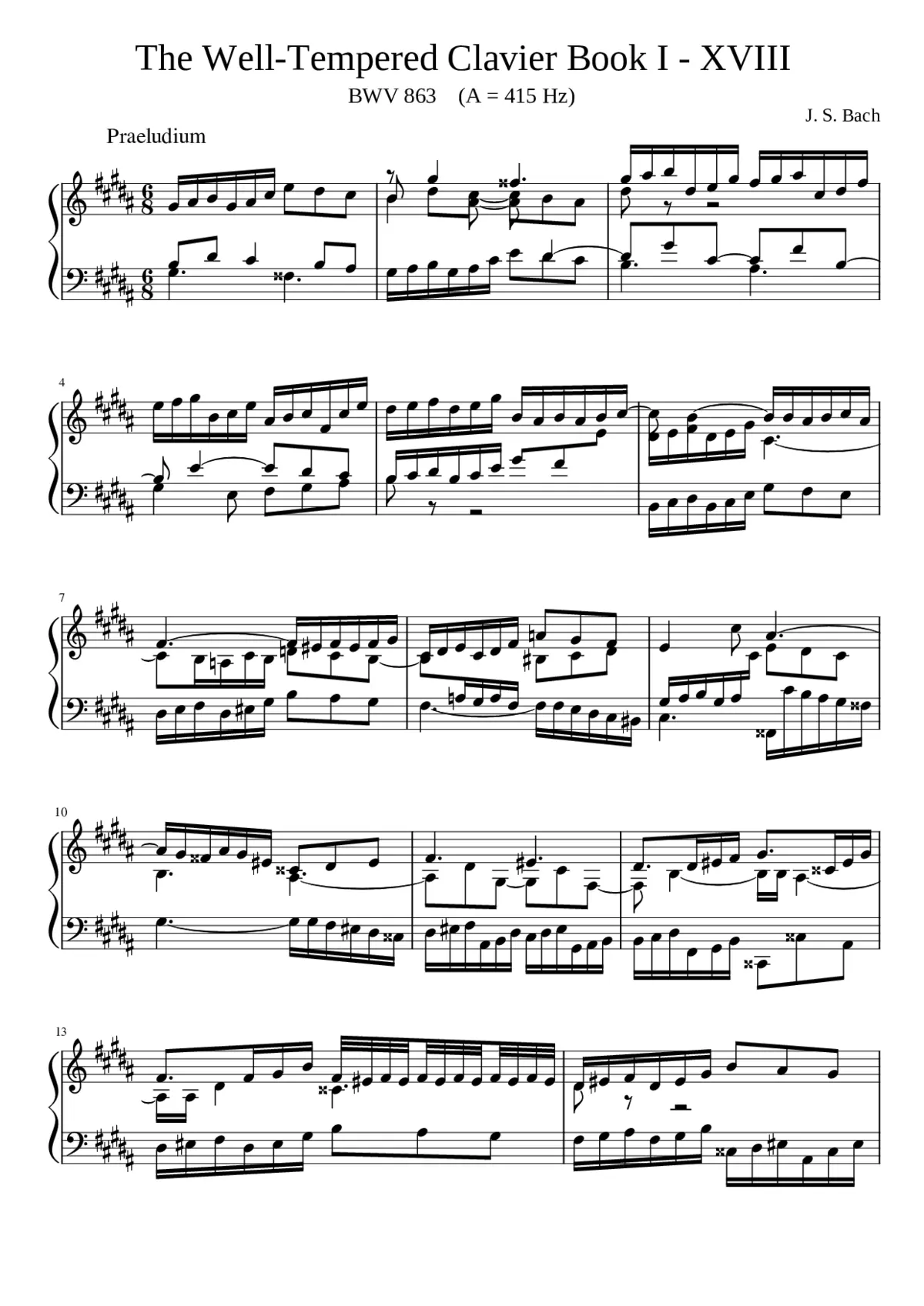 Prelude and Fugue in G-sharp minor BWV 863 - Page 1