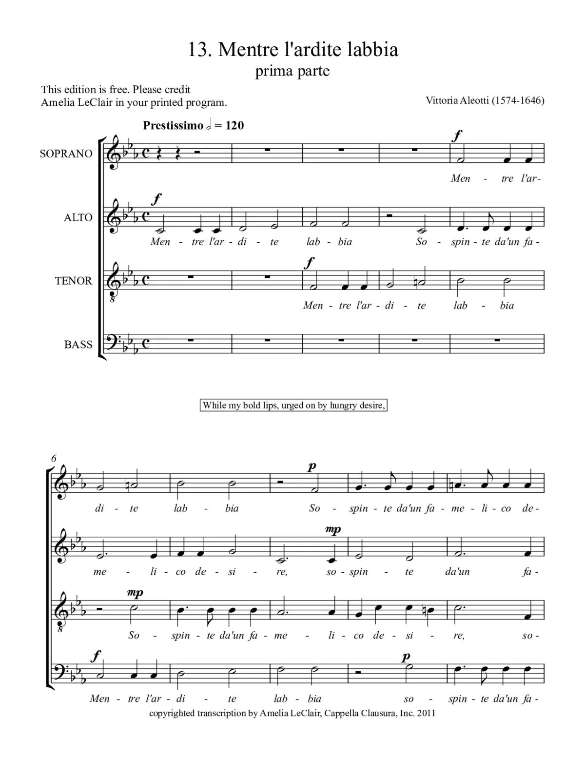 Mentre l'ardite labbia - Page 1