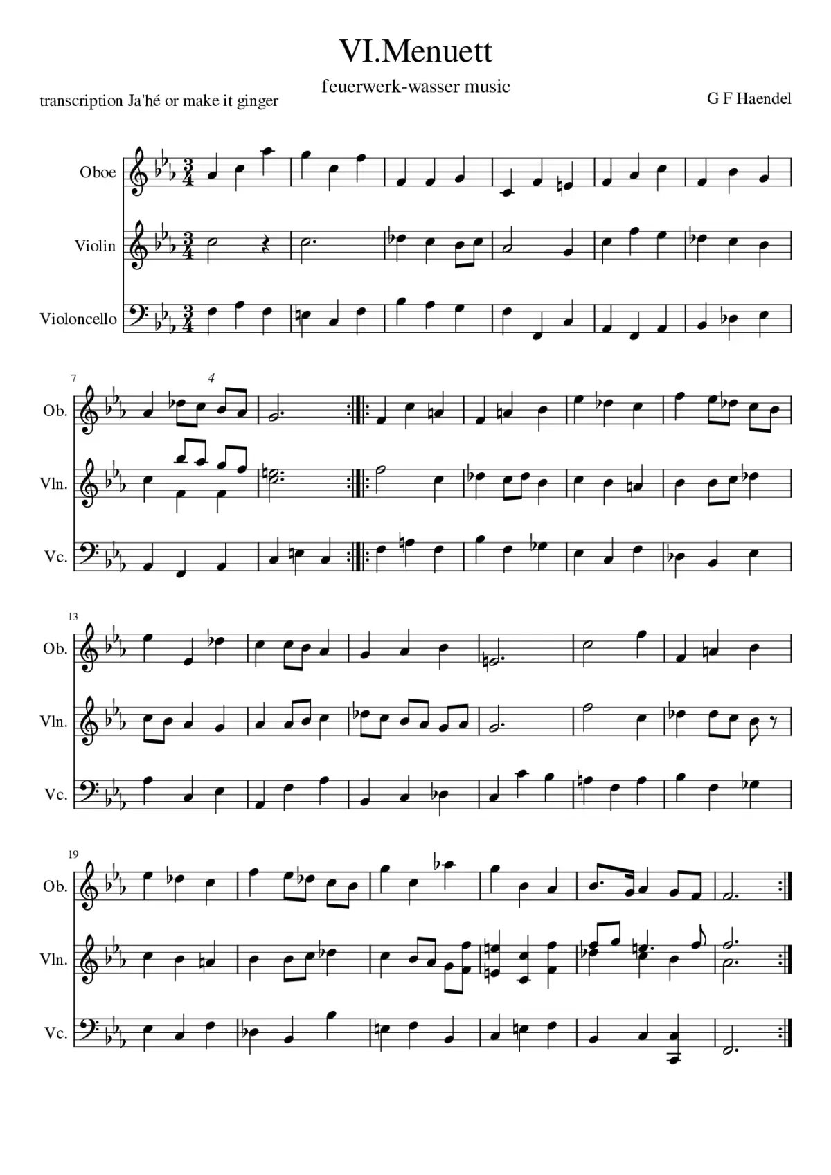 Water Music HWV 348-350 - Page 1