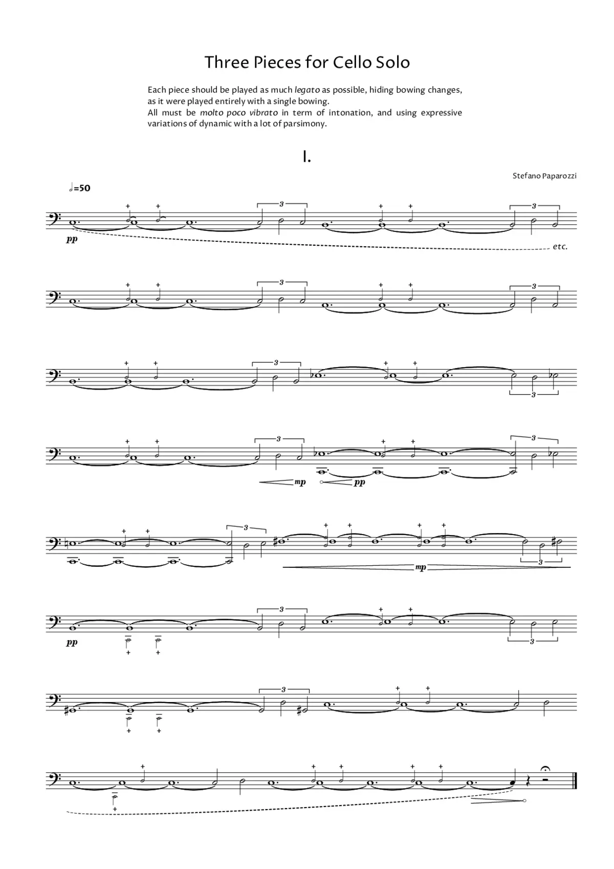 Three Pieces for Cello Solo - Page 1