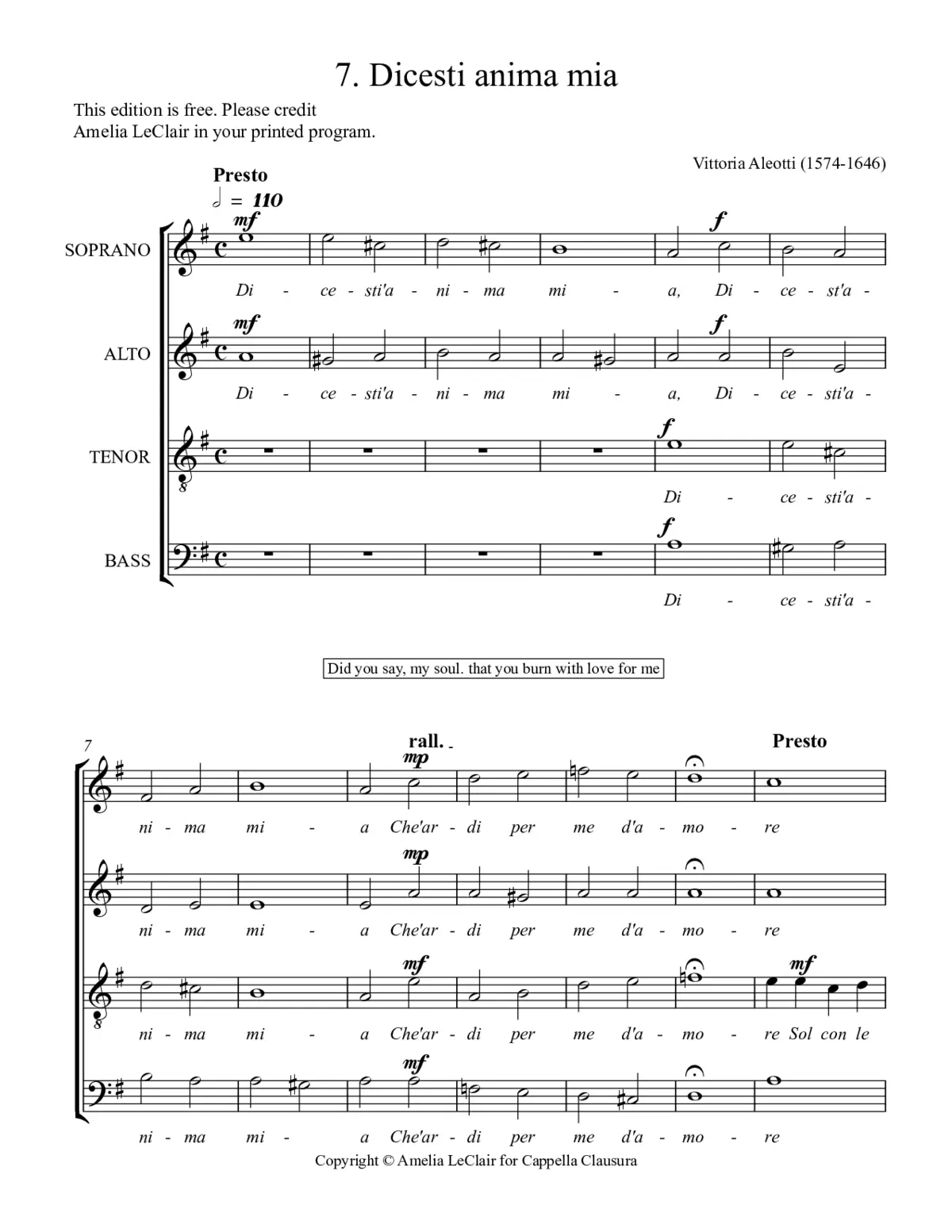 Dicesti anima mia - Page 1
