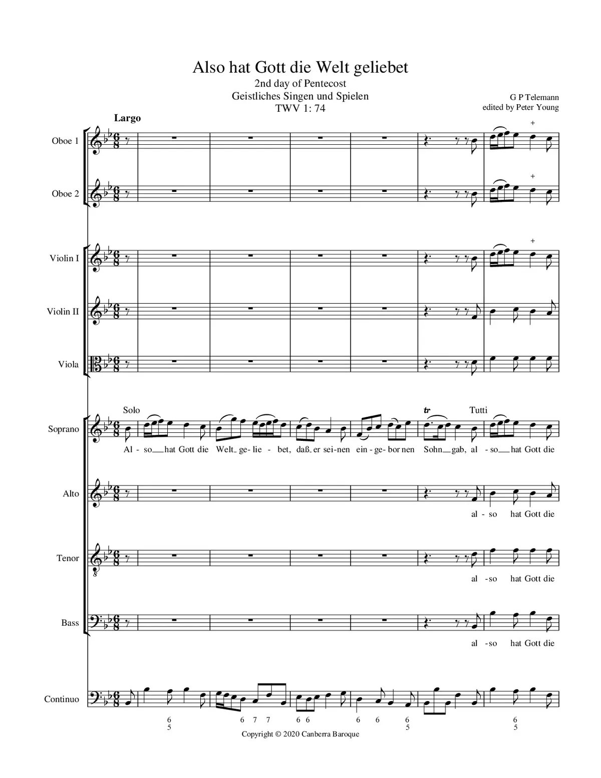 Also hat Gott die Welt geliebet - Page 1