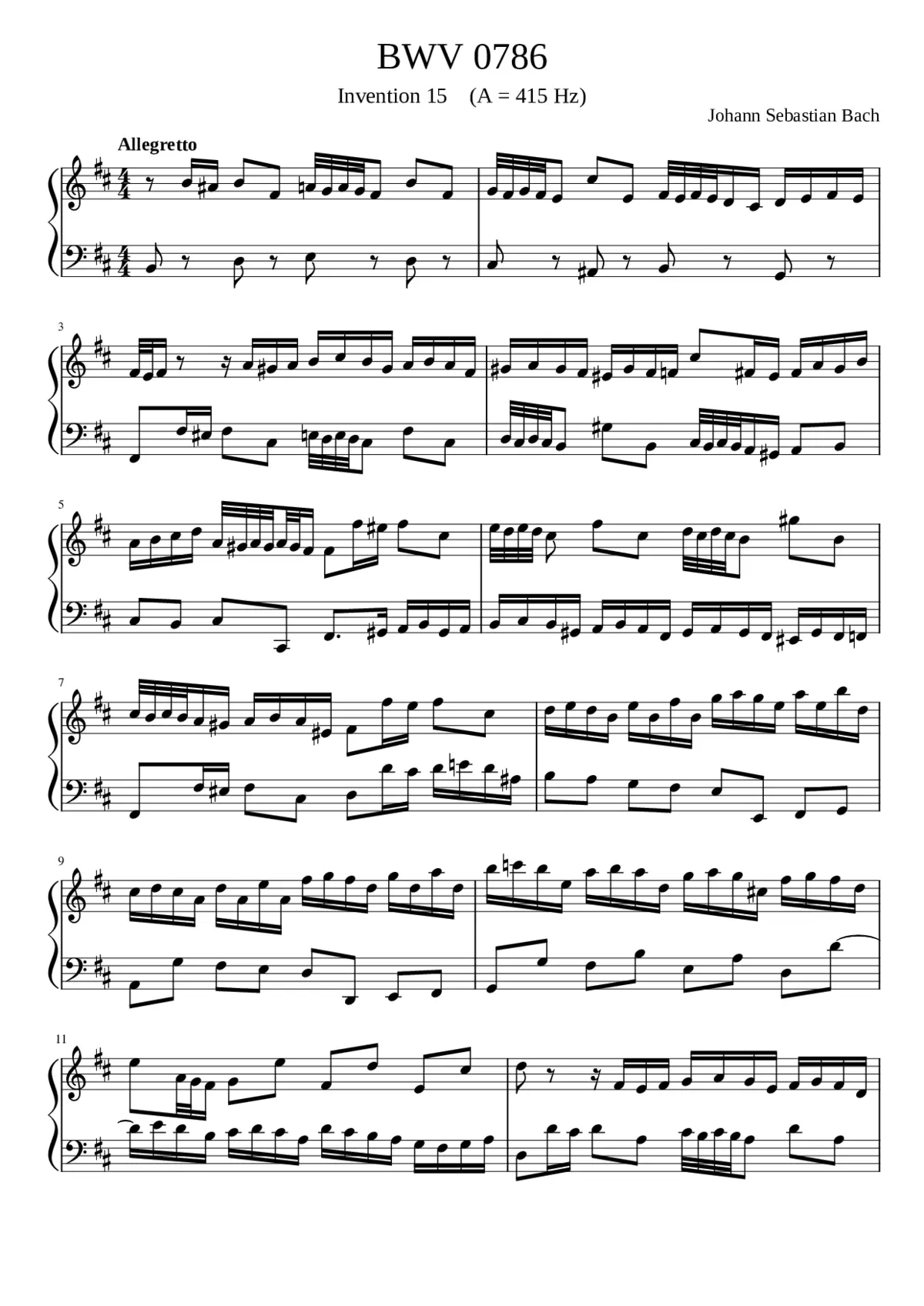Invention in B minor BWV 786 - Page 1