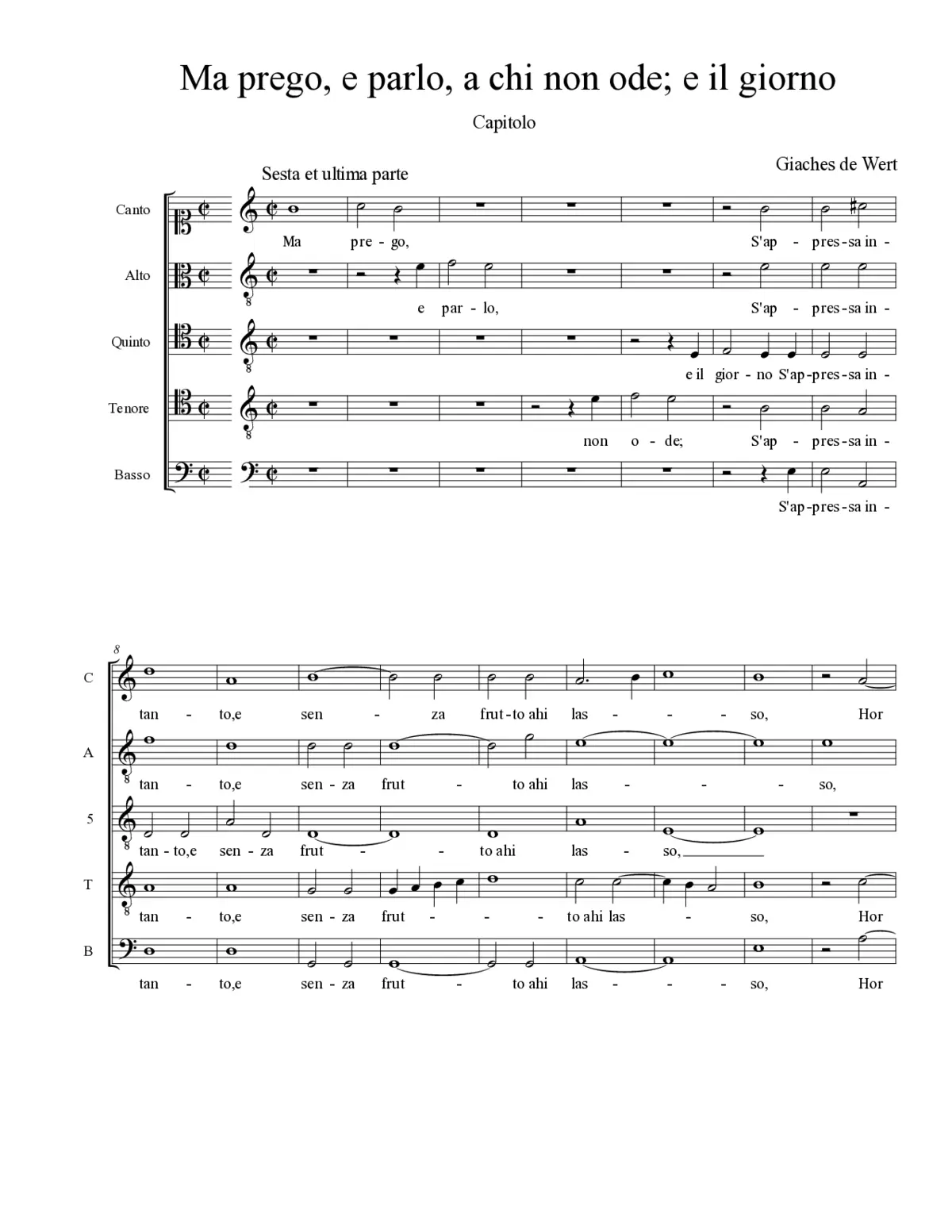 Ma prego, e parlo, a chi non ode; e il giorno - Page 1