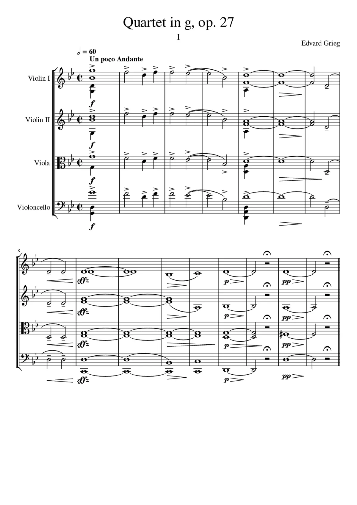 String Quartet No.1 Op.27 - Page 1