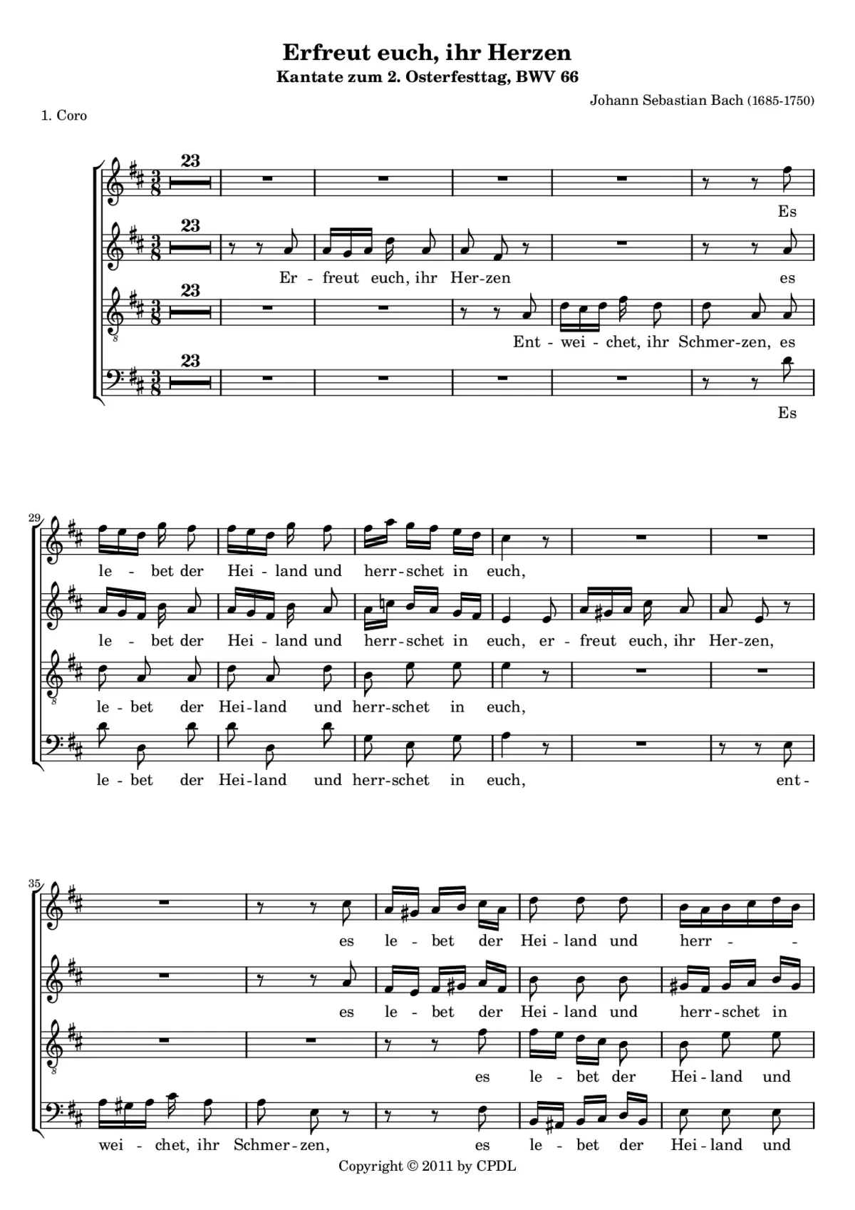 Erfreut euch, ihr Herzen, BWV 66 - Page 1