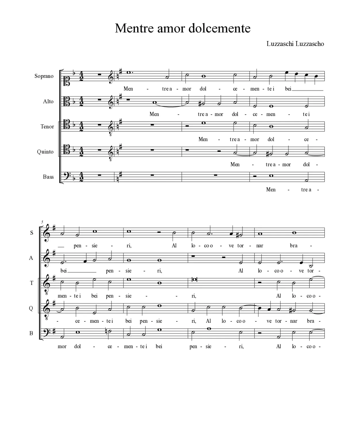 Mentre amor dolcemente - Page 1
