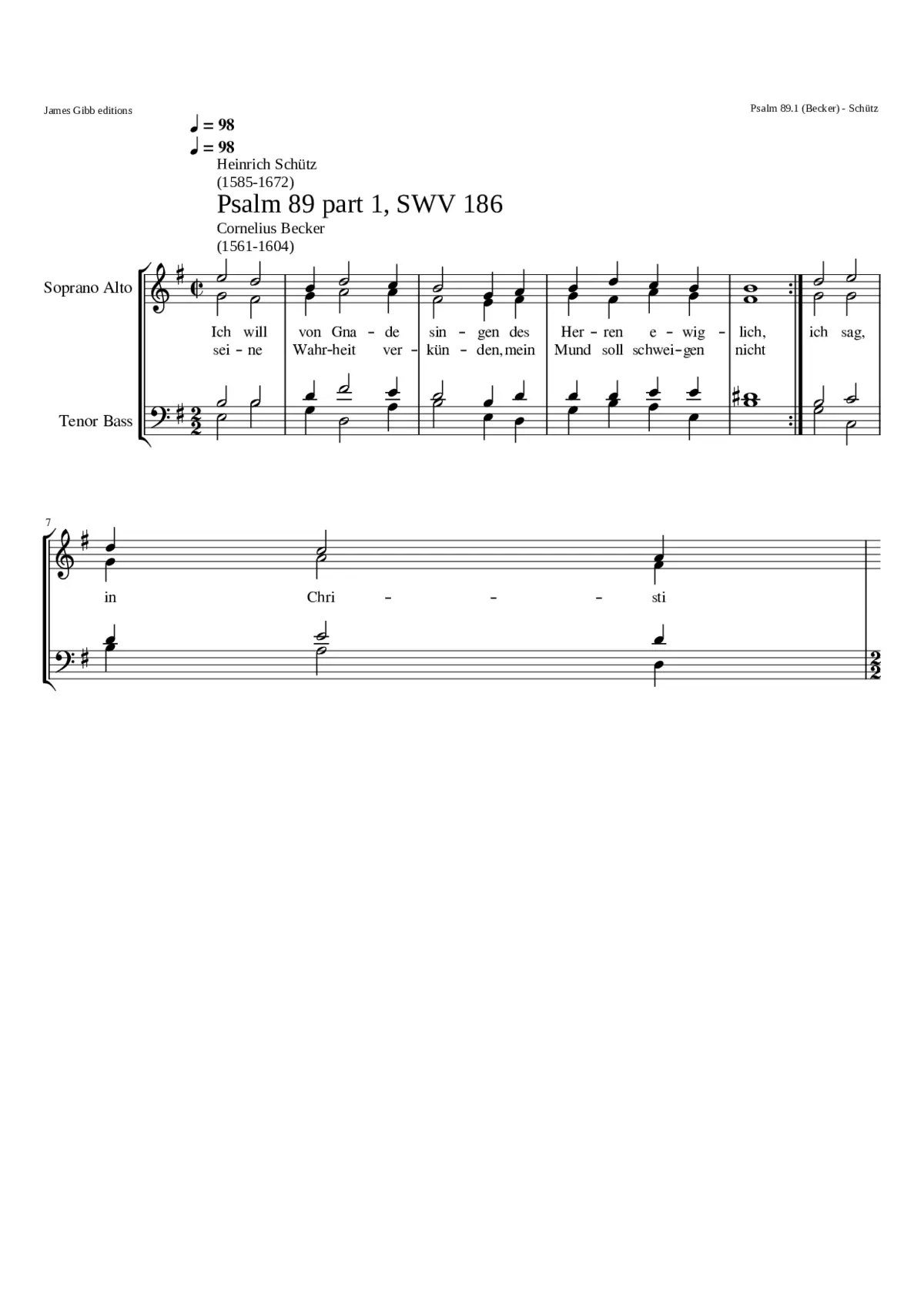 Ich will von Gnade singen SWV 186 - Page 1