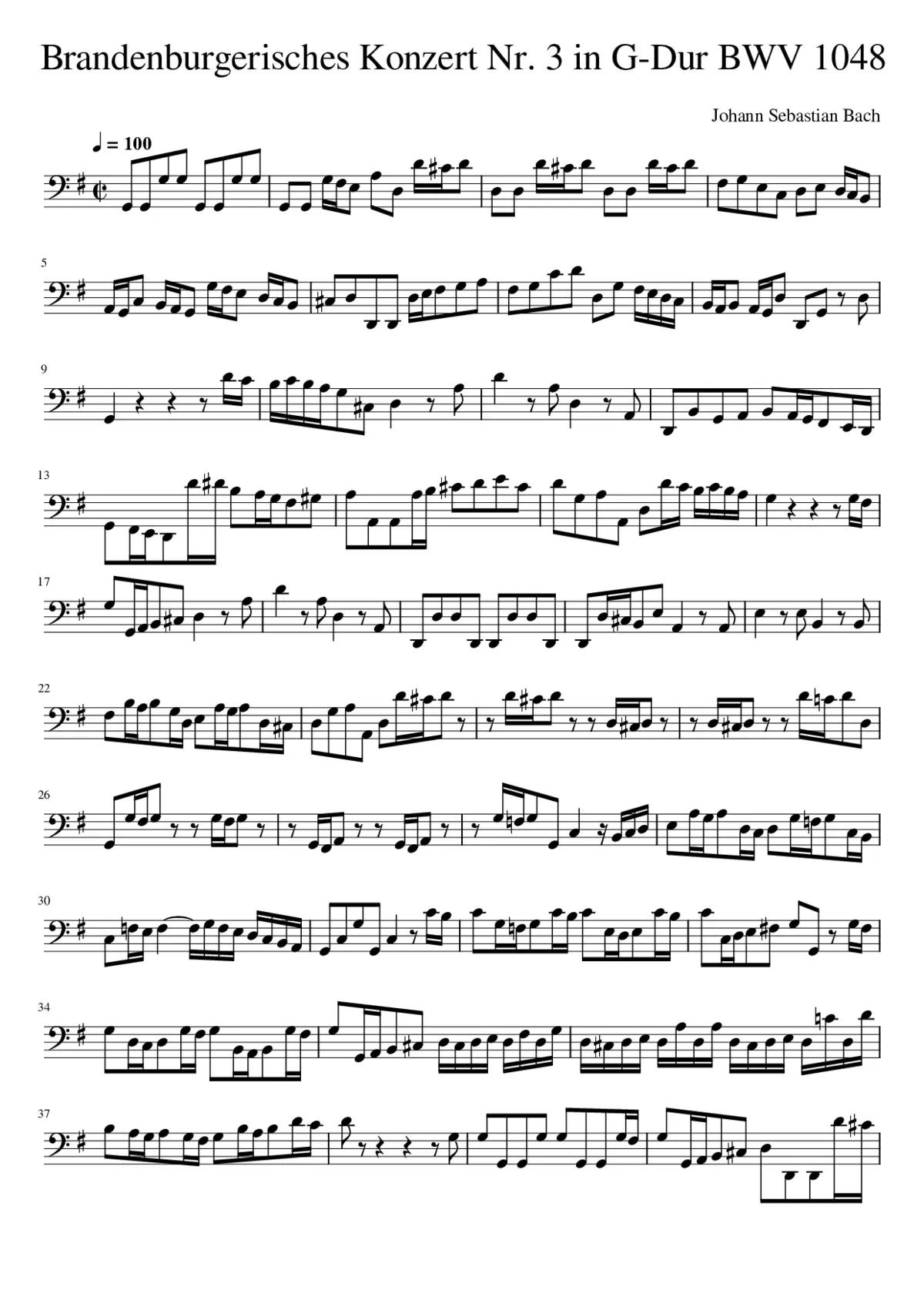 Brandenburg Concerto No.3 in G major BWV 1048 - Page 1