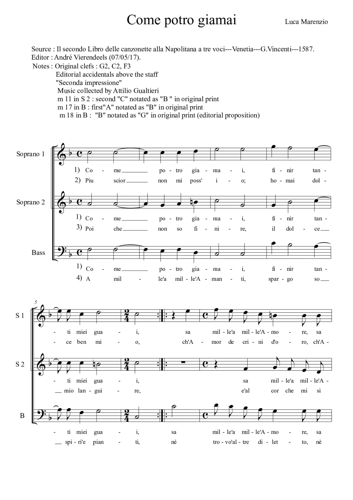Come potro giamai - Page 1
