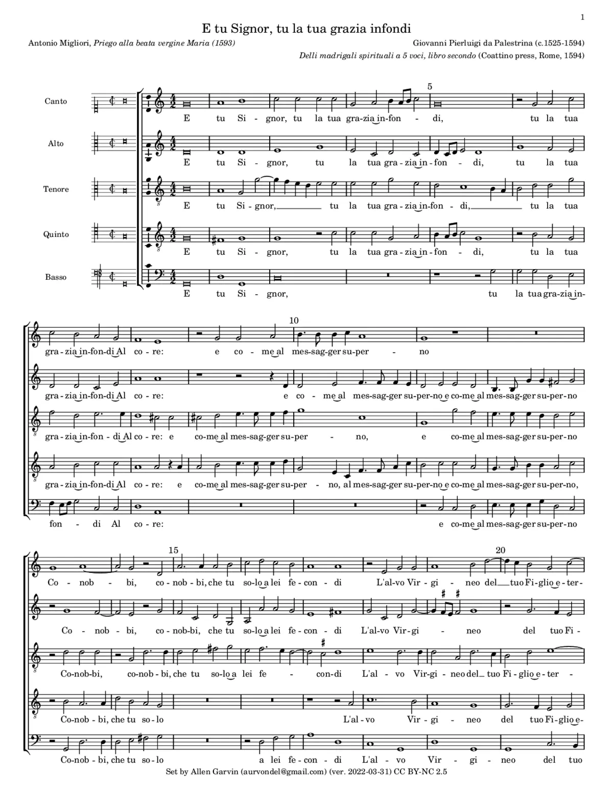 E tu Signor, tu la tua grazia infondi - Page 1