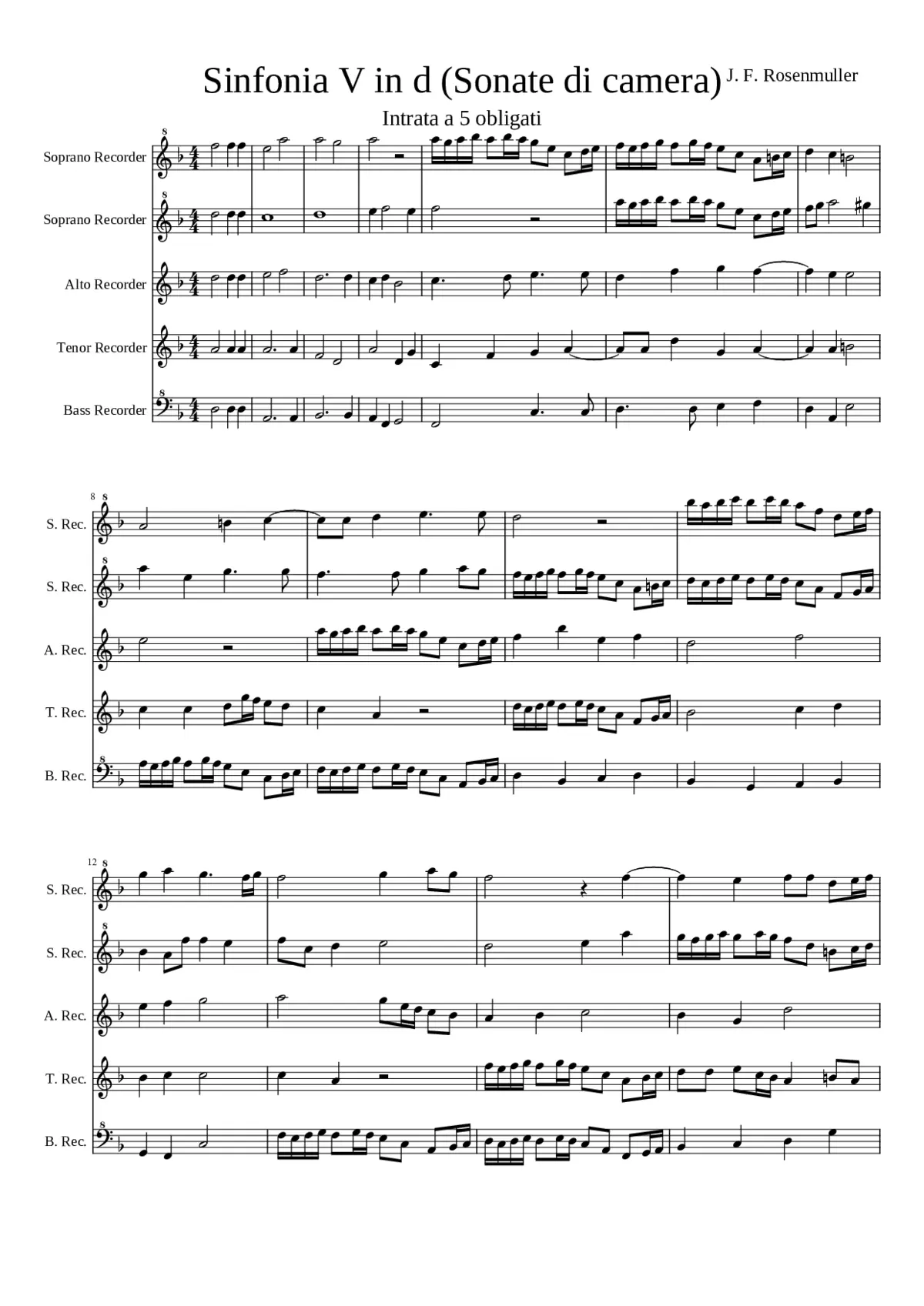 Sinfonia V in d - Intrata a 5 obligati - Page 1