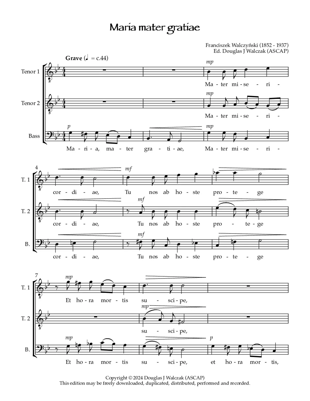 Maria, mater gratiae (men's voices) - Page 1