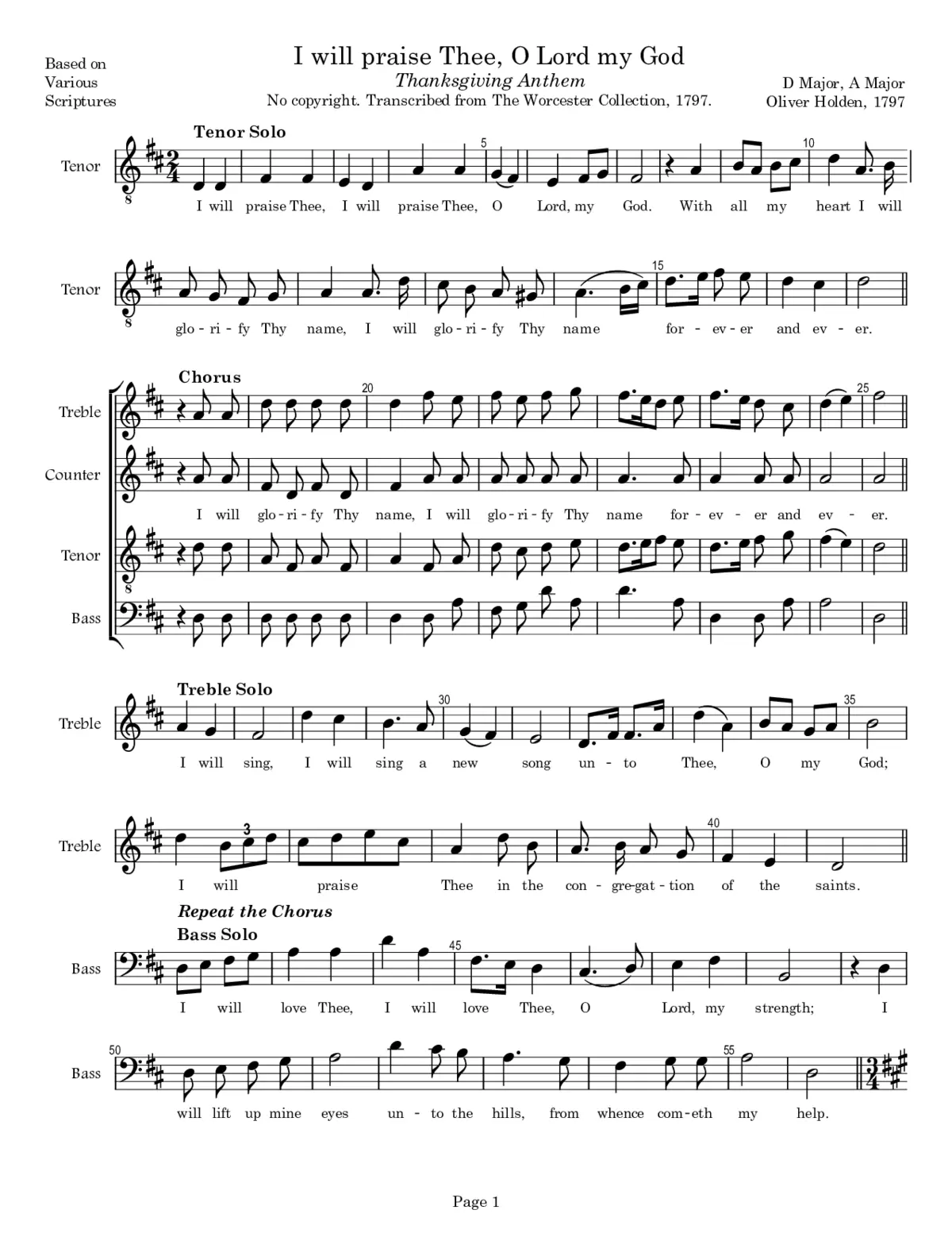 I will praise Thee, O Lord my God - Page 1