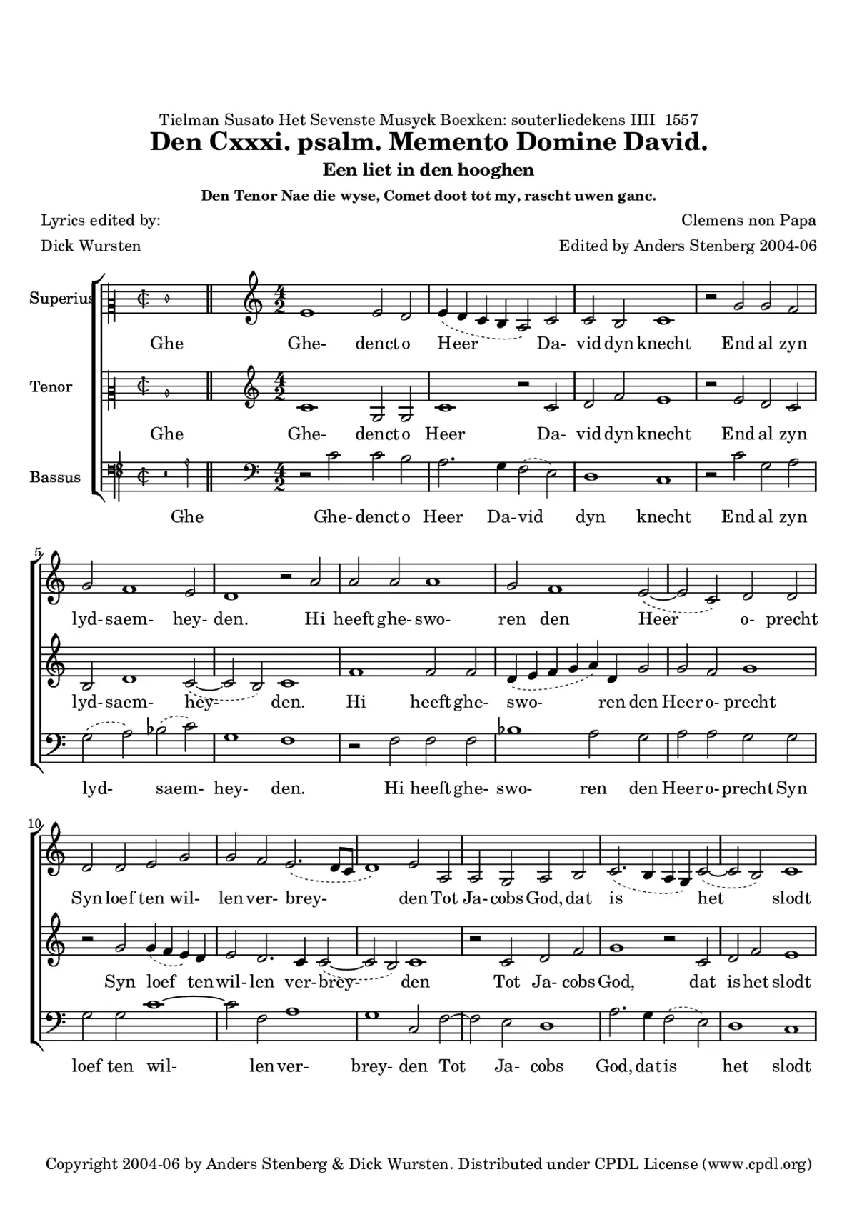 Ghedenct o Heer David dyn knecht (Psalm 131) - Page 1