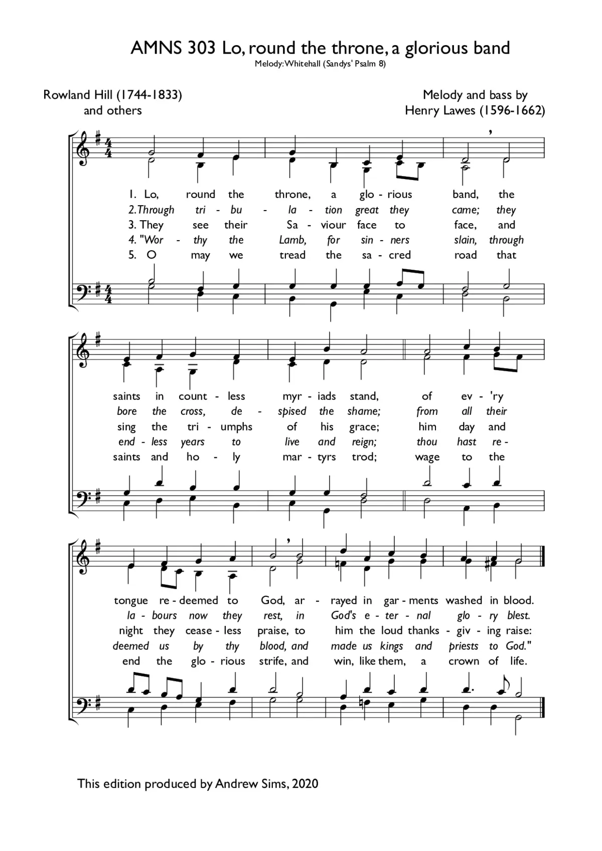 Lo, round the throne, a glorious band - Page 1