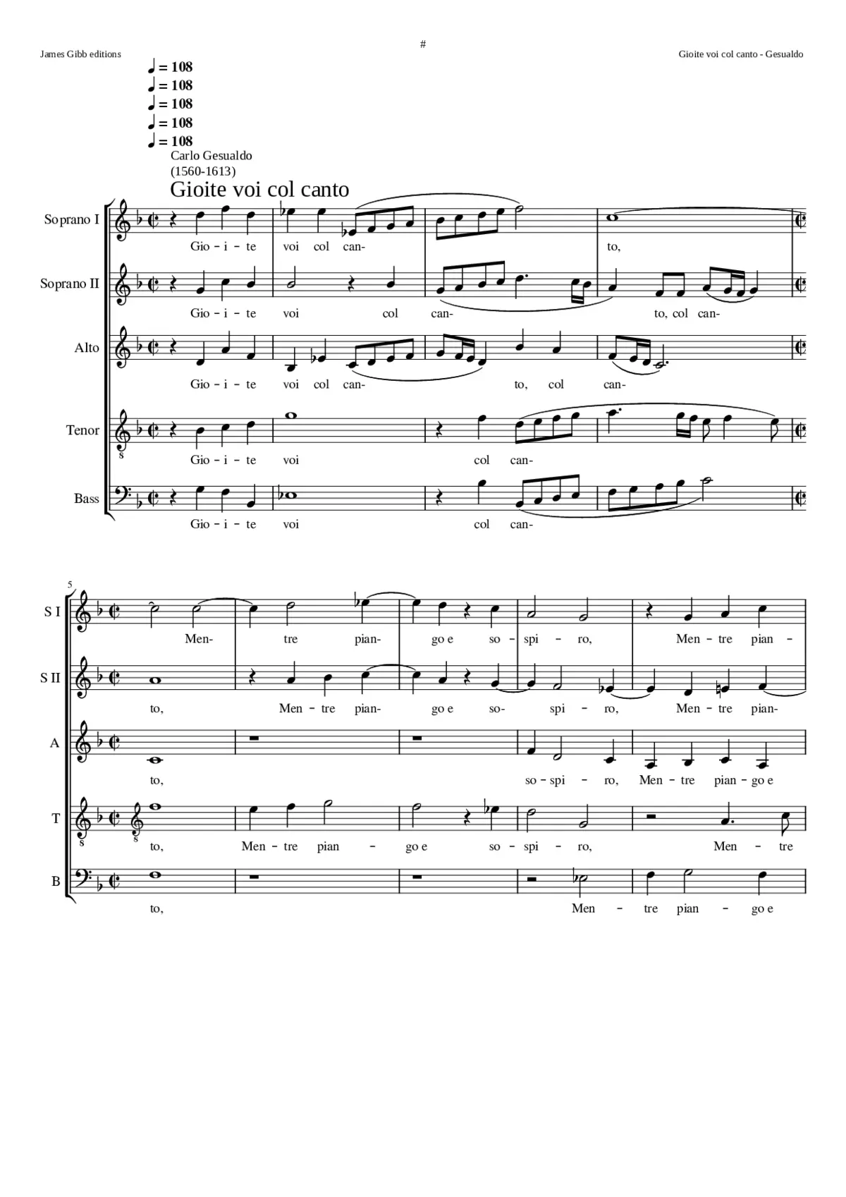 Gioite voi col canto - Page 1